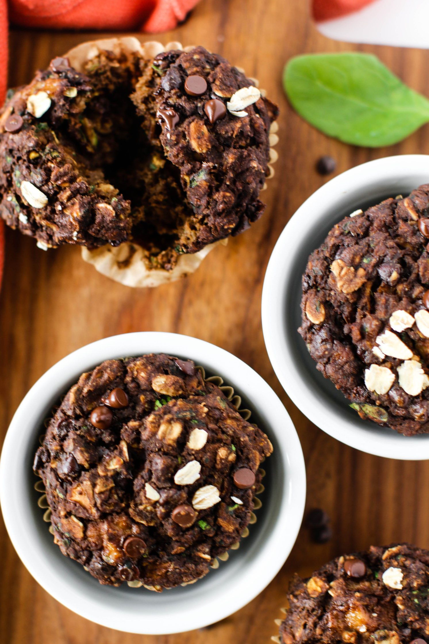 Double Chocolate Double Green Zucchini Muffins by Flora & Vino