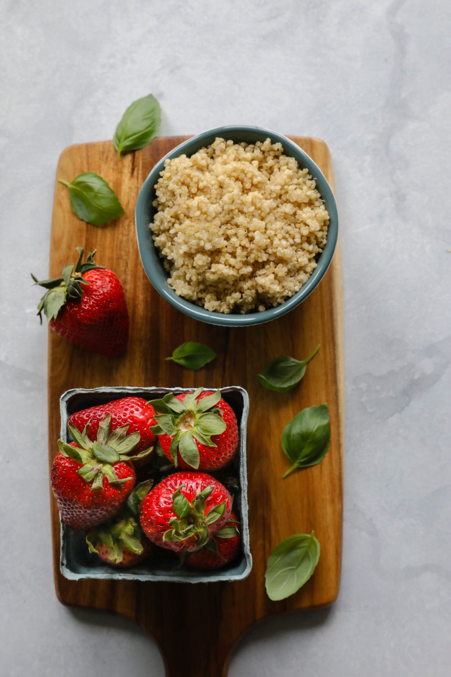 Strawberry Quinoa Salad with Zesty Lime Tahini ingredients by Flora & Vino