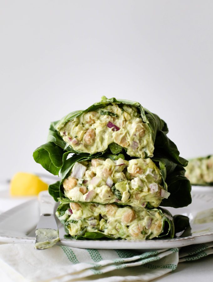 Green Chickpea Salad Collard Wraps by Flora & Vino