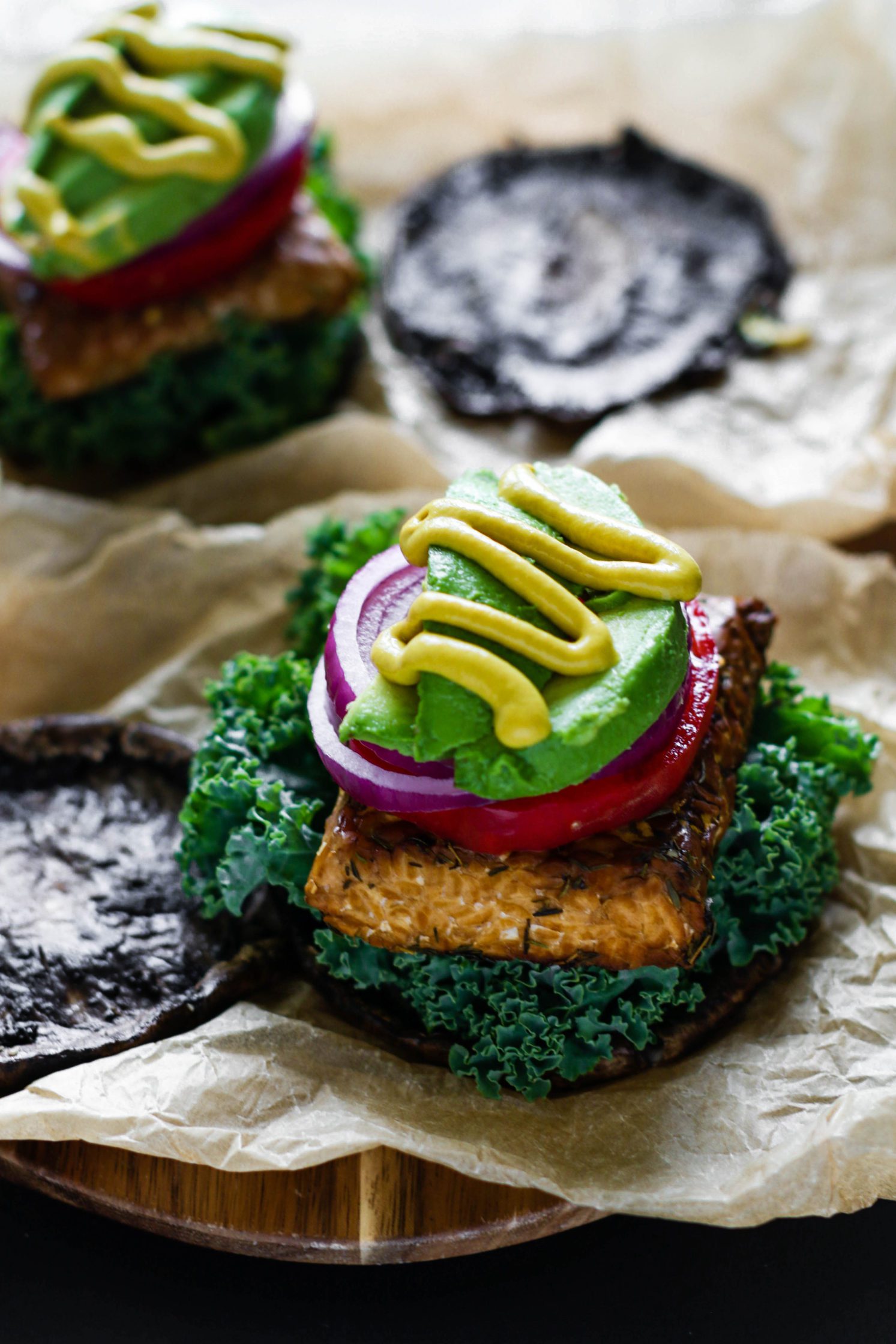 Oh Em Gee Tempeh Burgers with Portobello Mushroom Buns