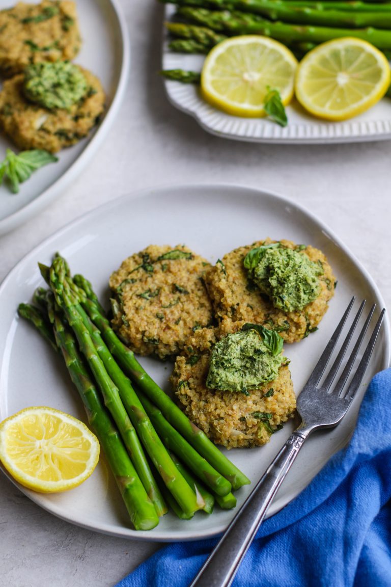 Quinoa Cakes with OilFree Basil Pesto Flora & Vino