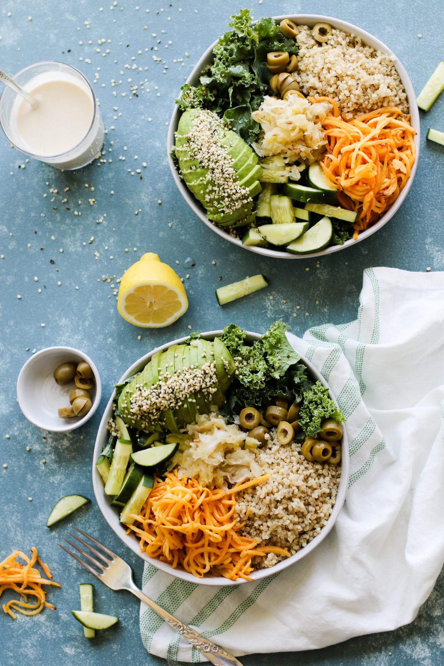 Sweet & Savory Macro Bowls served in bowls without dressing by Flora & Vino