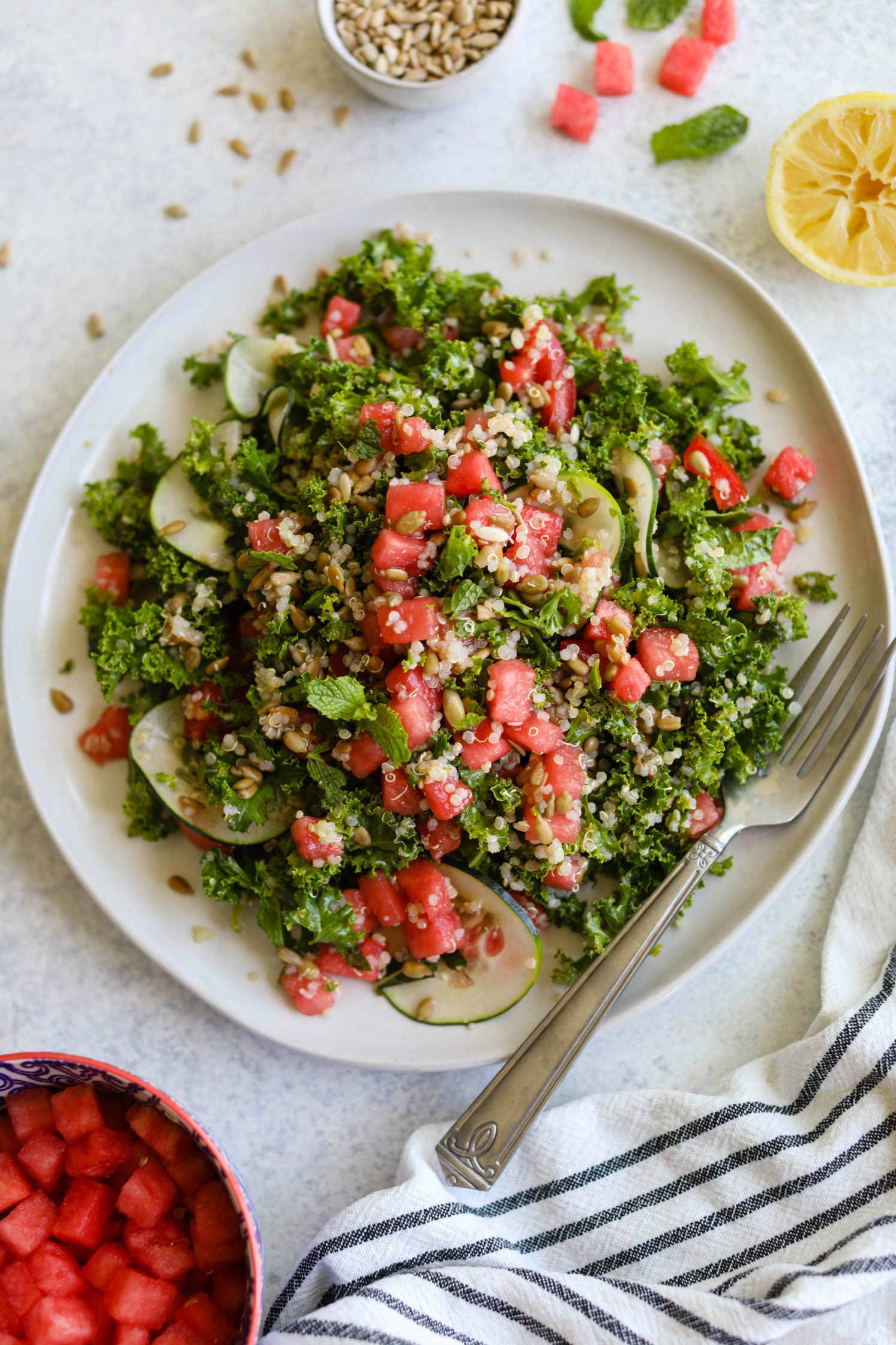 Watermelon Quinoa Kale Salad Recipe - Flora & Vino