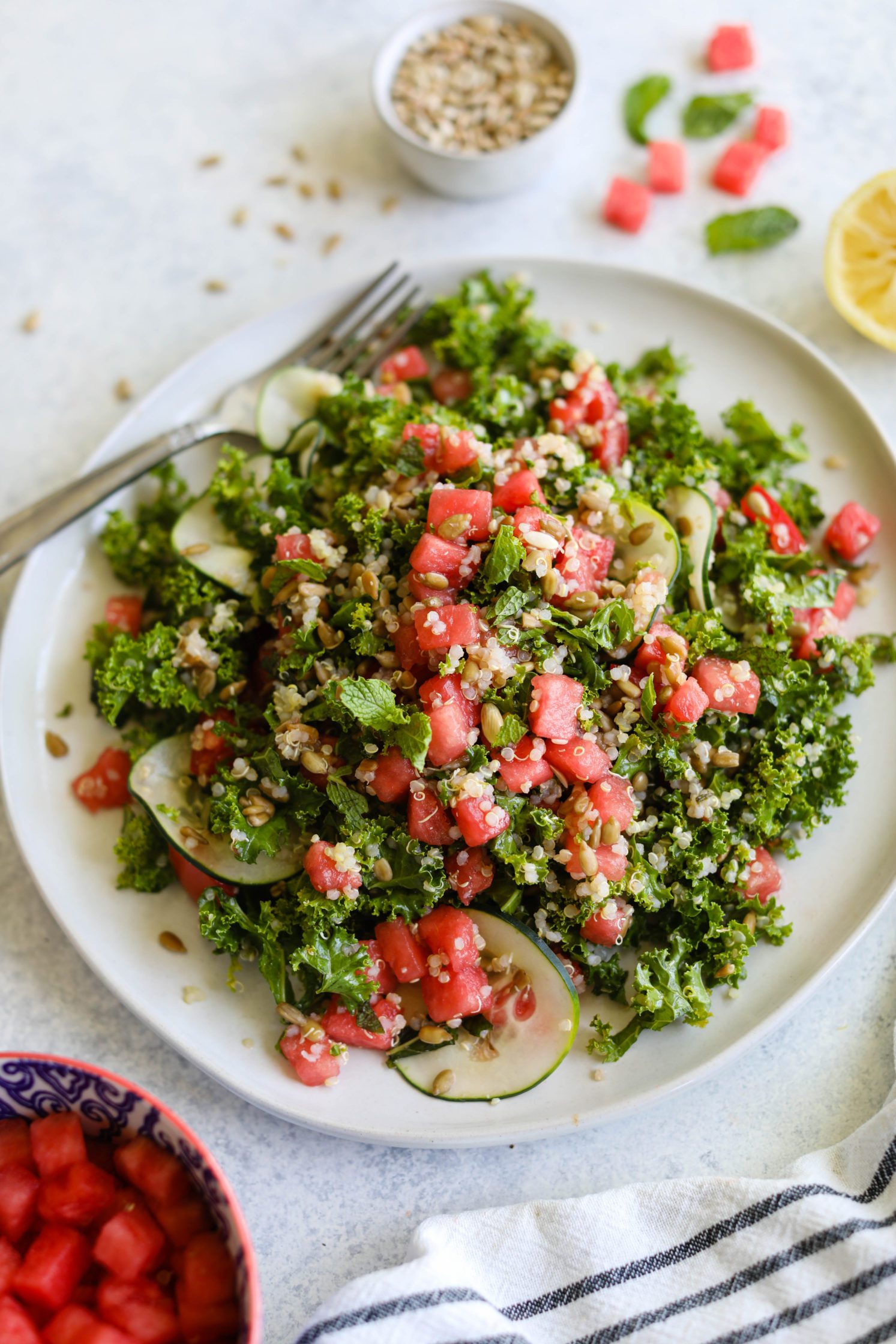 Watermelon Quinoa Kale Salad Recipe - Flora & Vino