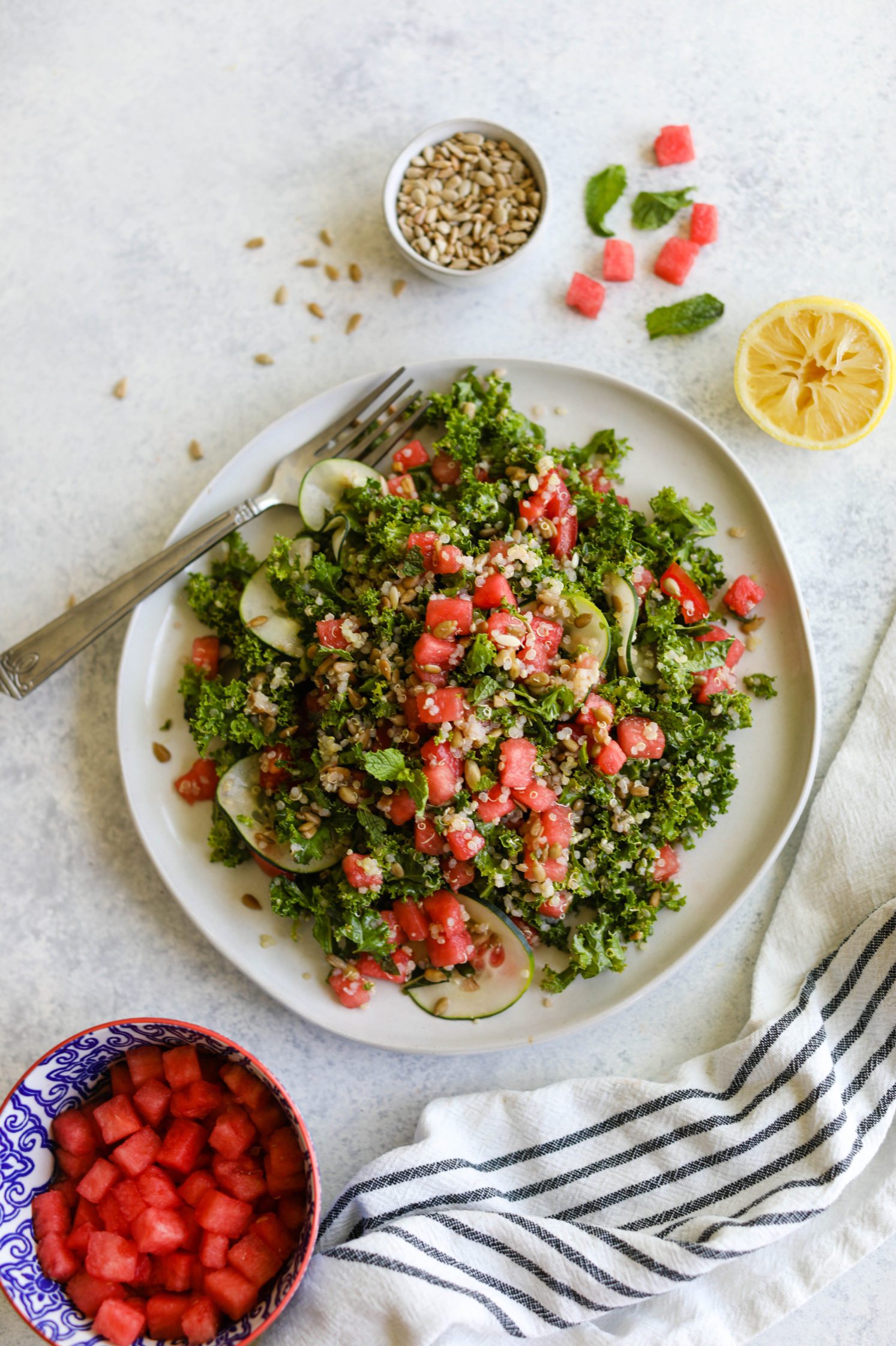 Watermelon Quinoa Kale Salad Recipe - Flora & Vino