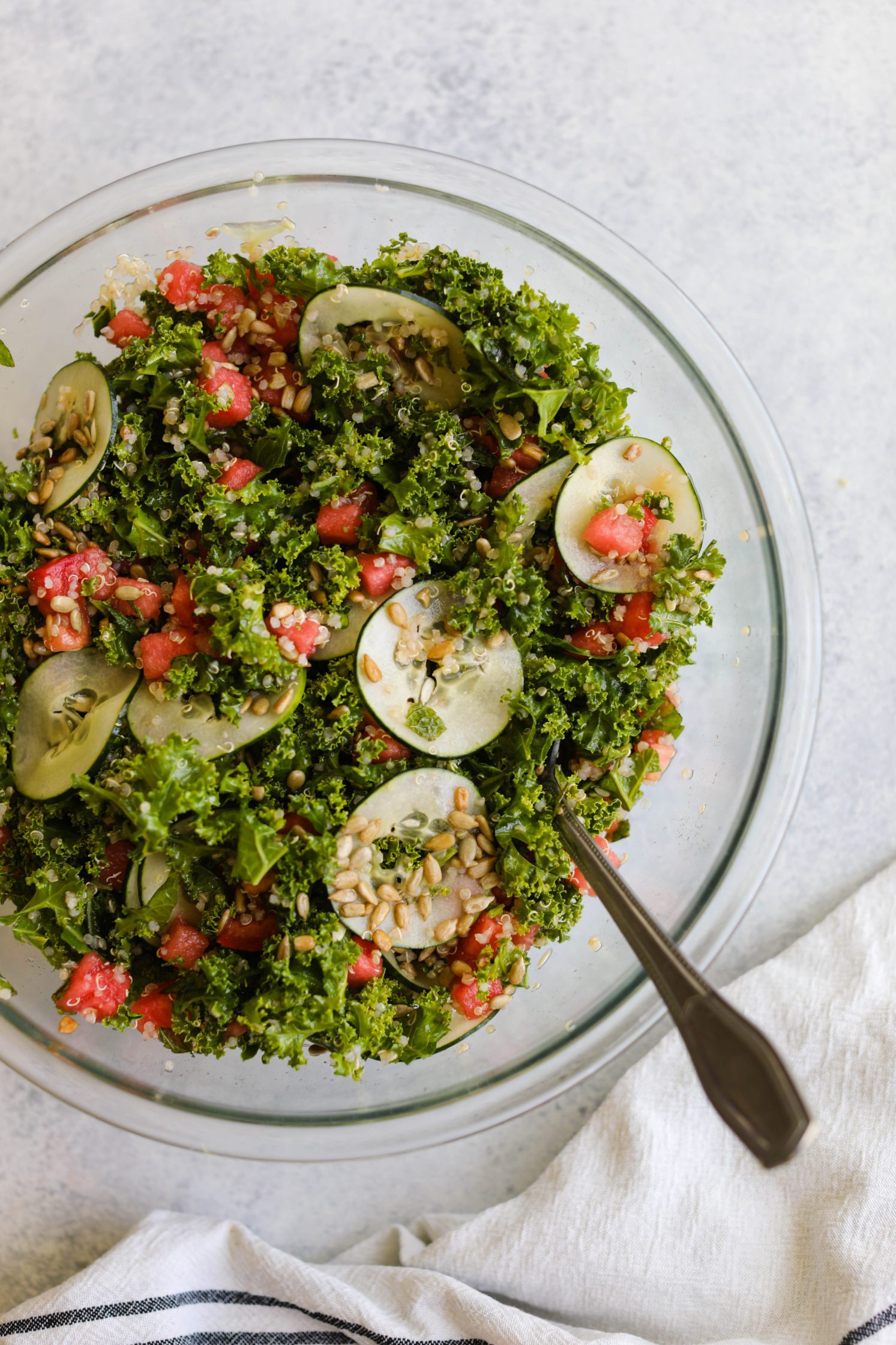 Watermelon Quinoa Kale Salad Recipe - Flora & Vino