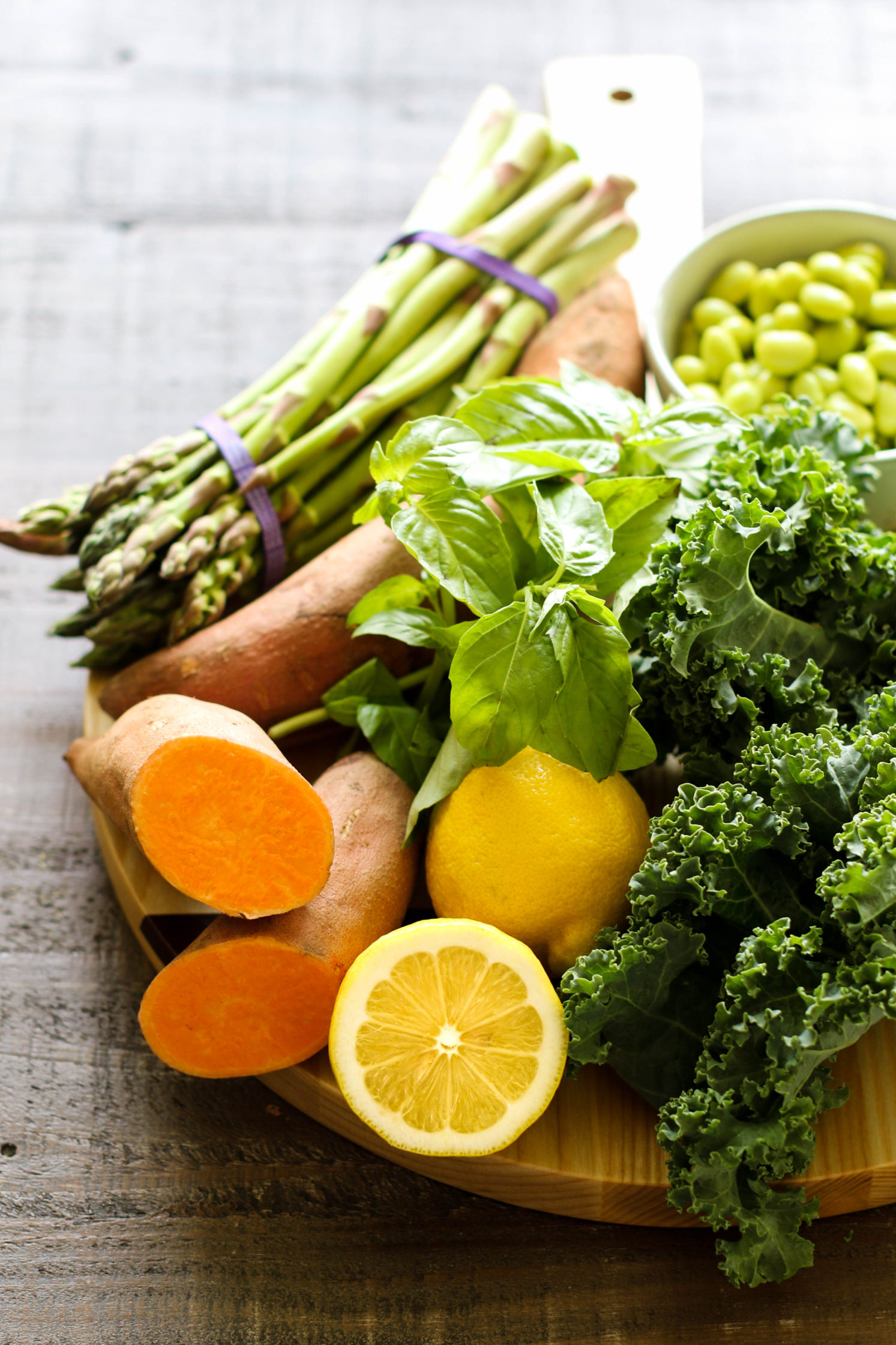 Sweet Potato Basil Quinoa Bowls with Lemon Tahini ingredients by Flora & Vino