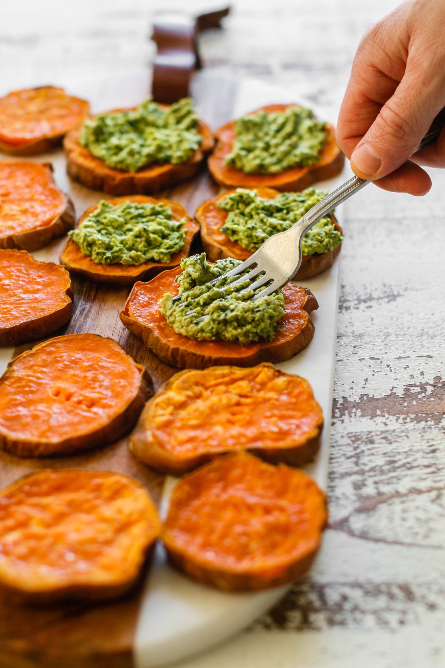 Pea Pesto Sweet Potato Poppers