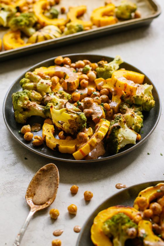 Delicata Chickpea Bake with Almond Butter 