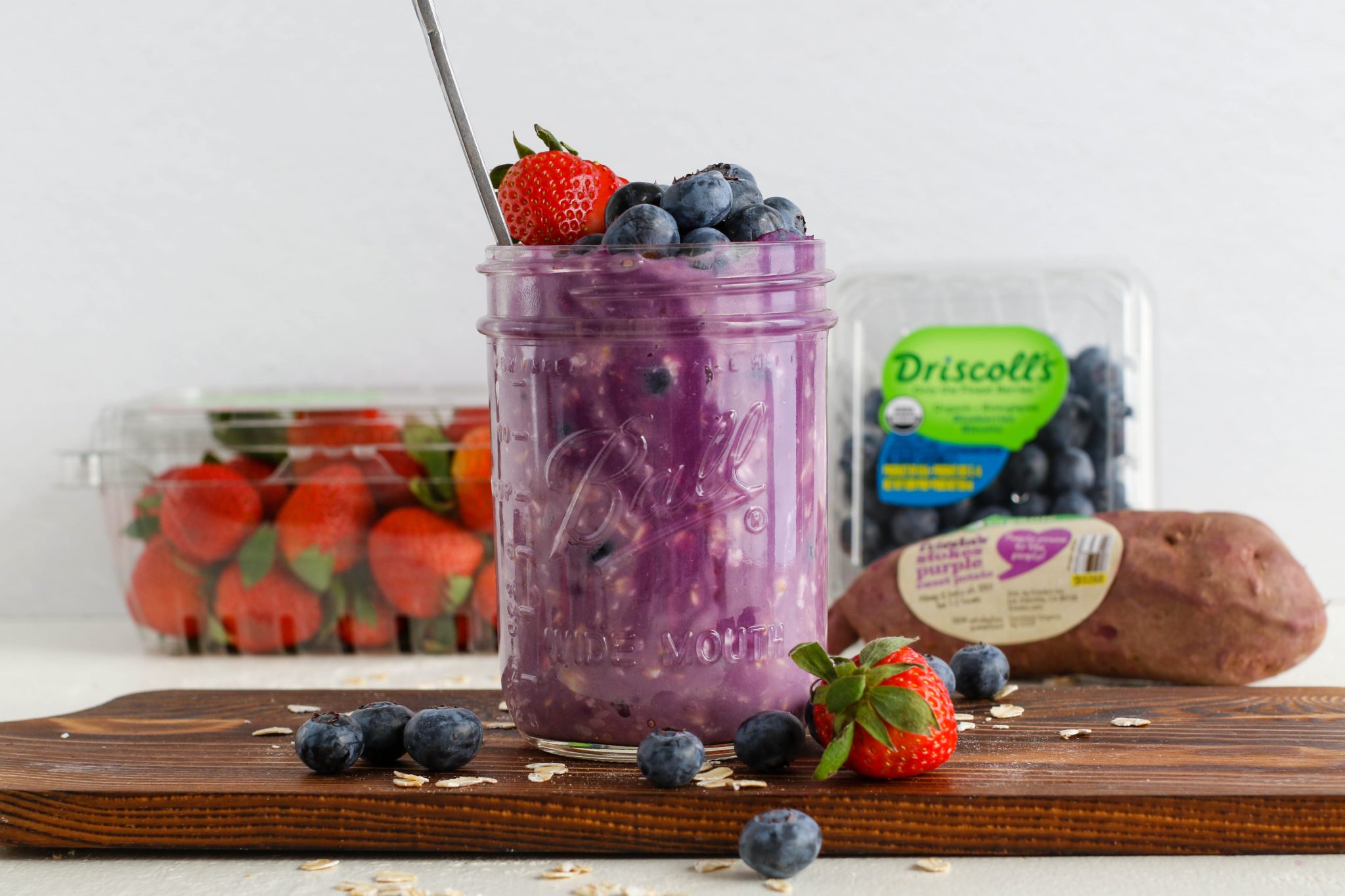 Purple Sweet Potato Overnight Oats with Driscolls Berries by Flora & Vino 