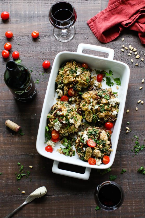 Spinach, Artichoke, & Quinoa Stuffed Portobello Mushrooms +