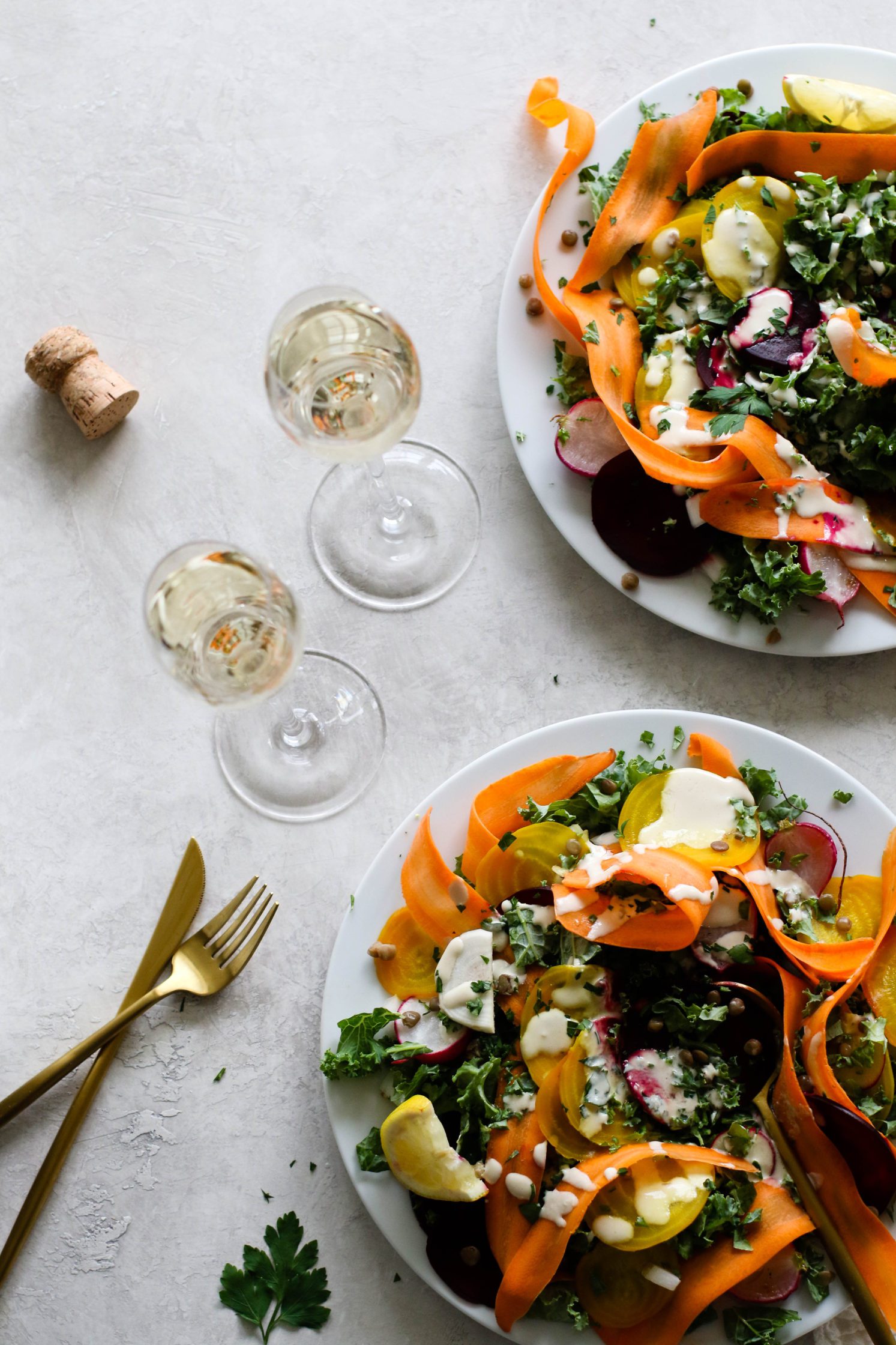 Roasted Beet Salad with Citrus Tahini & Prosecco by Flora & Vino