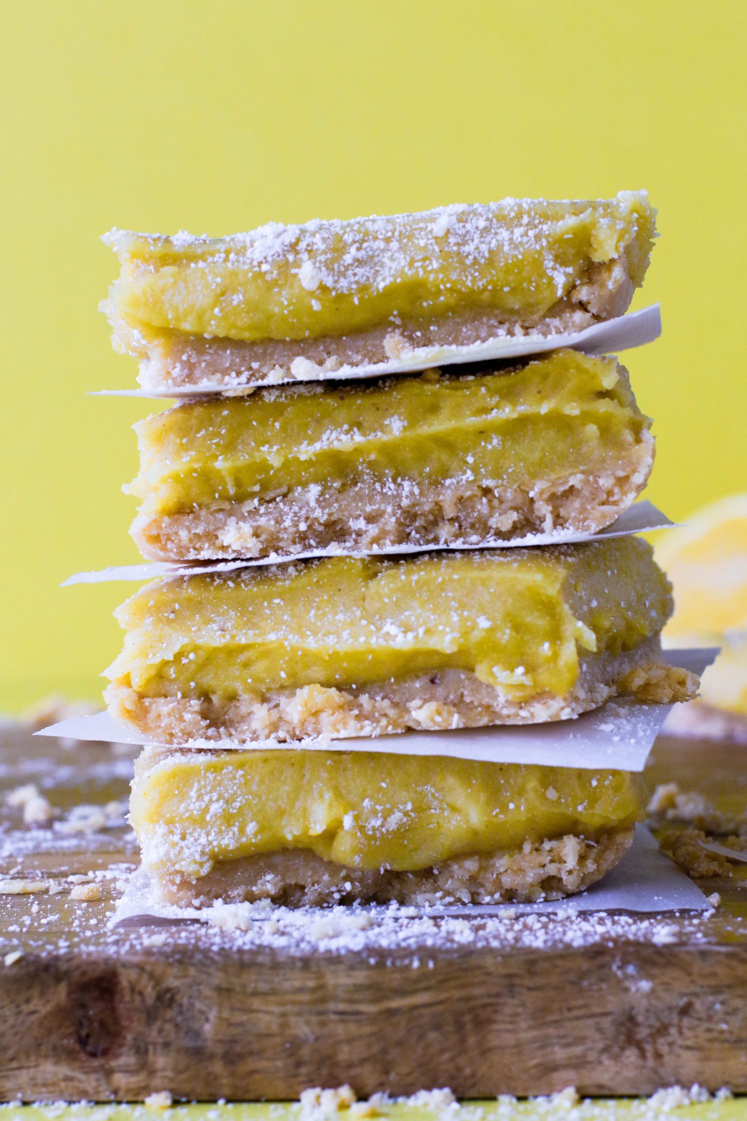 Raw Lemon Pie Bars with "Cocoroon" Crust by Flora & Vino
