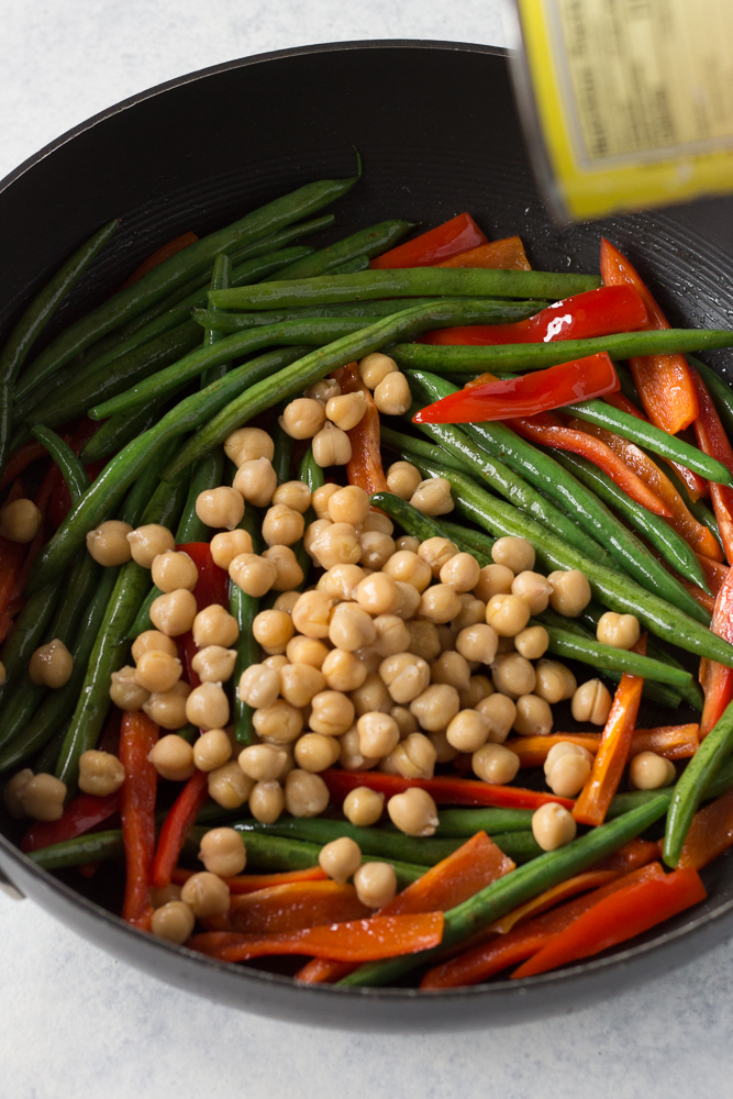 Easy Orange Chickpea Stir Fry sauteed process