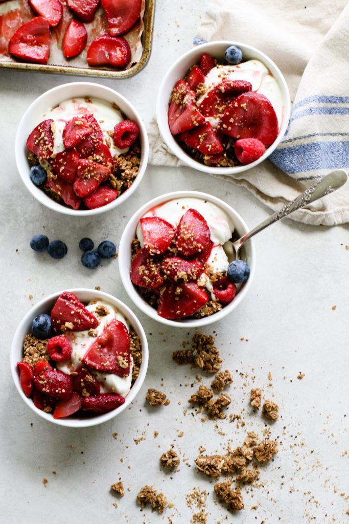 Roasted Strawberry Yogurt Bowls - Flora & Vino
