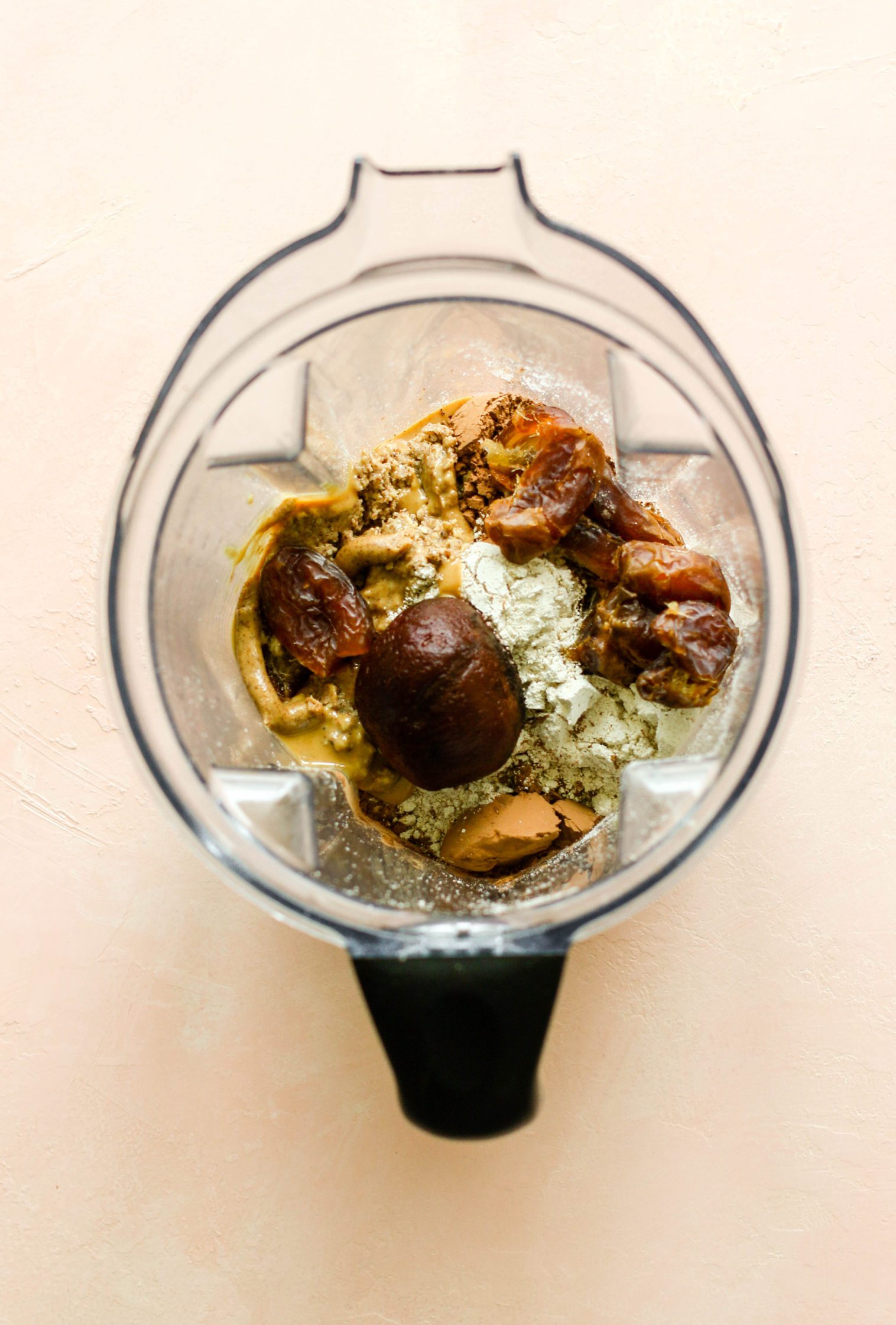 Beet Brownie Bliss Ball ingredients in blender by Flora & Vino