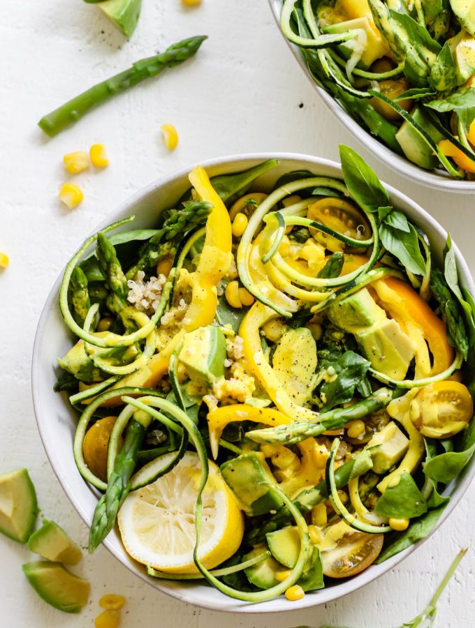 Crunchy Summer Salad with Turmeric Cider Tahini by Flora & Vino