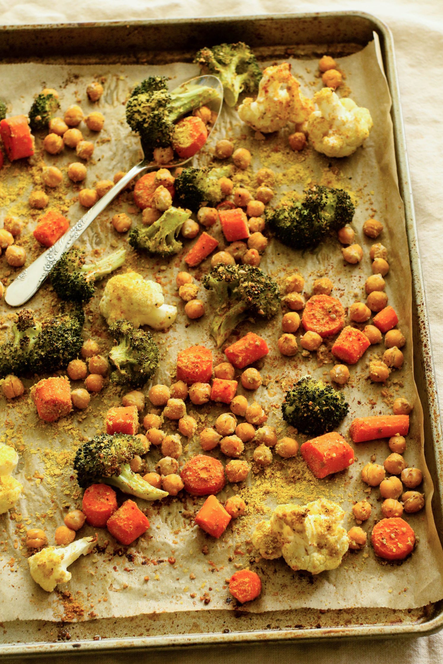 "Cheezy" Chickpea Sheet Pan Meal