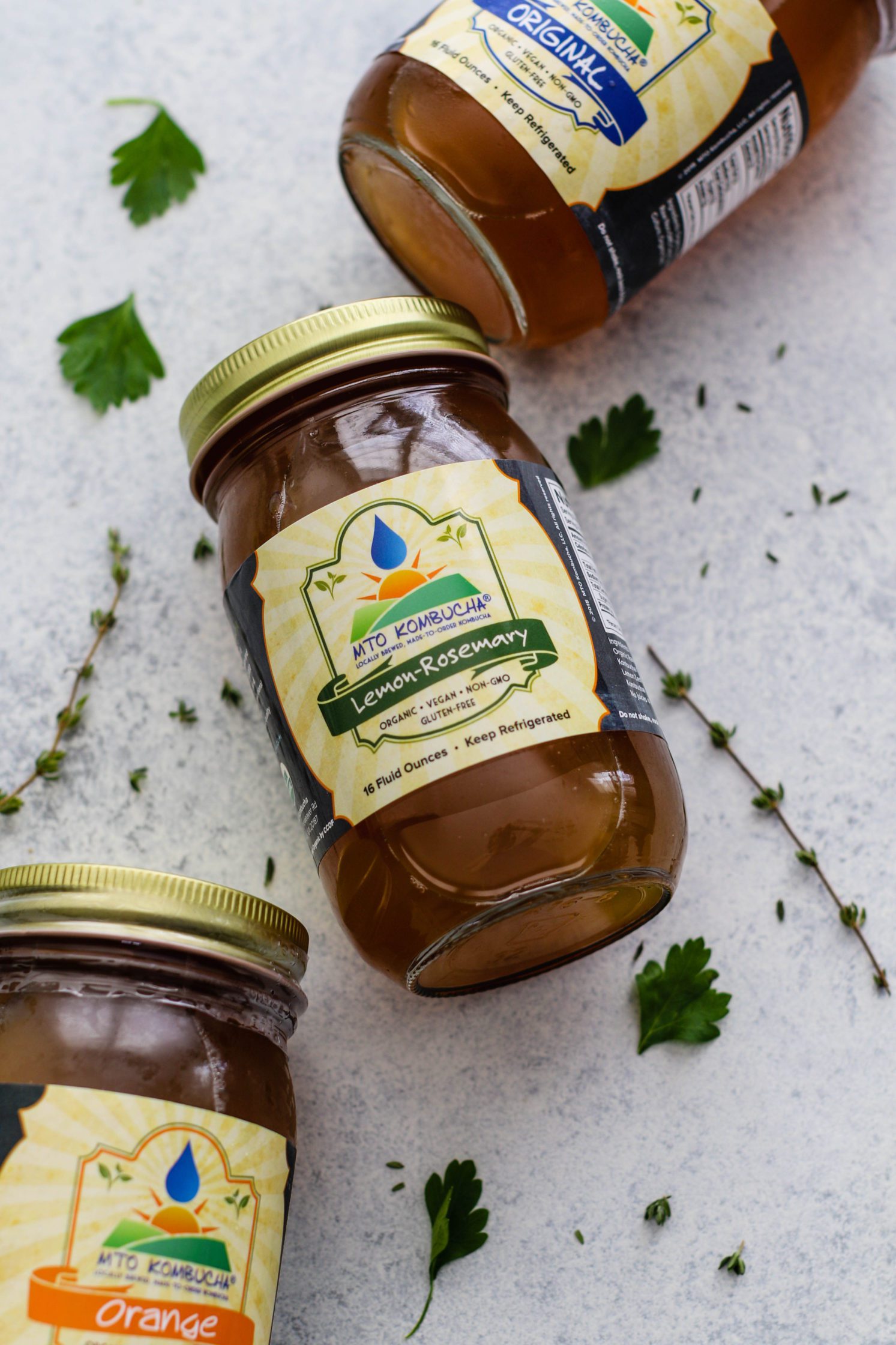 MTO kombucha on board with parsley