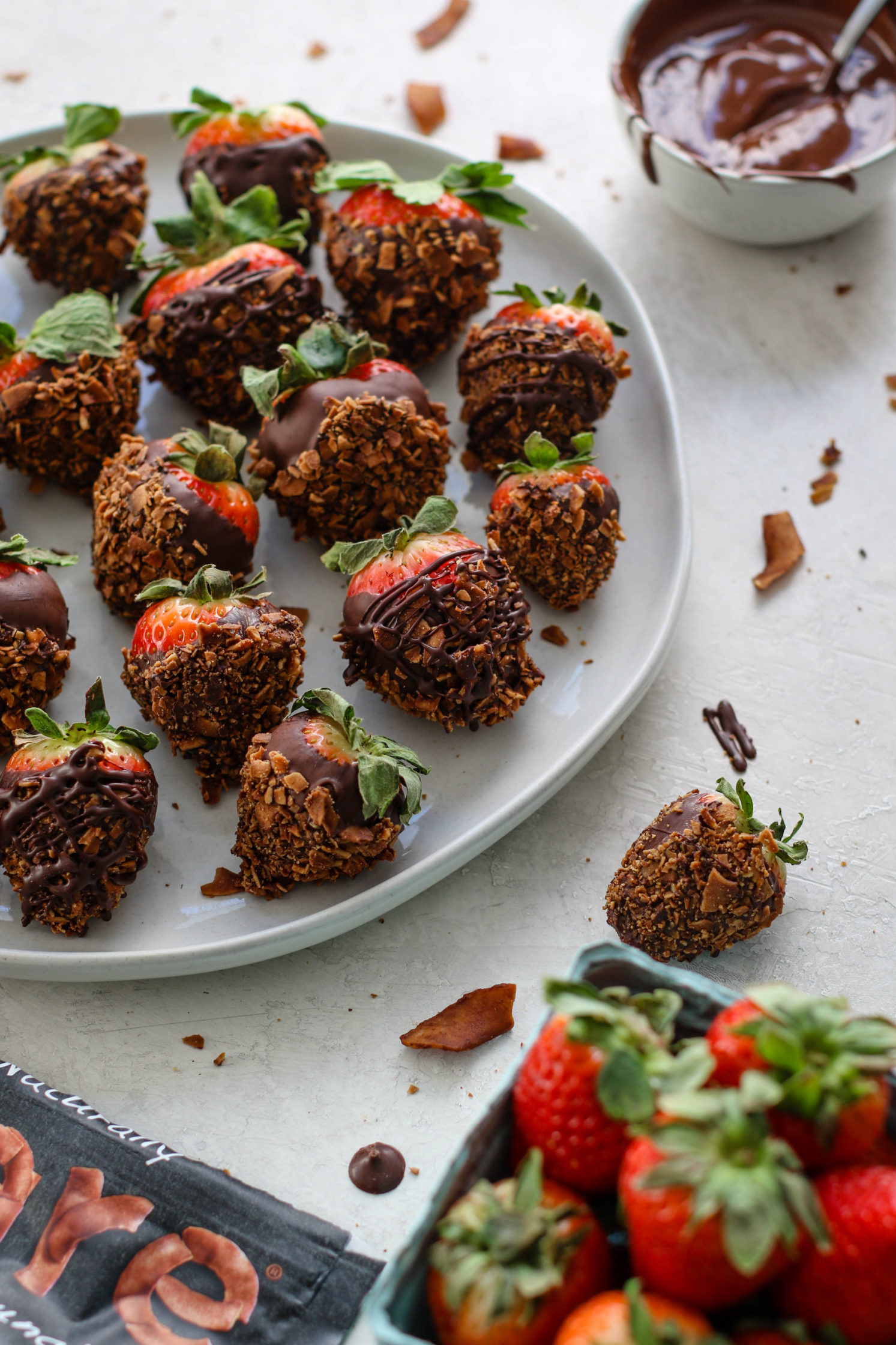 Chocolate Coconut Covered Strawberries by Flora & Vino