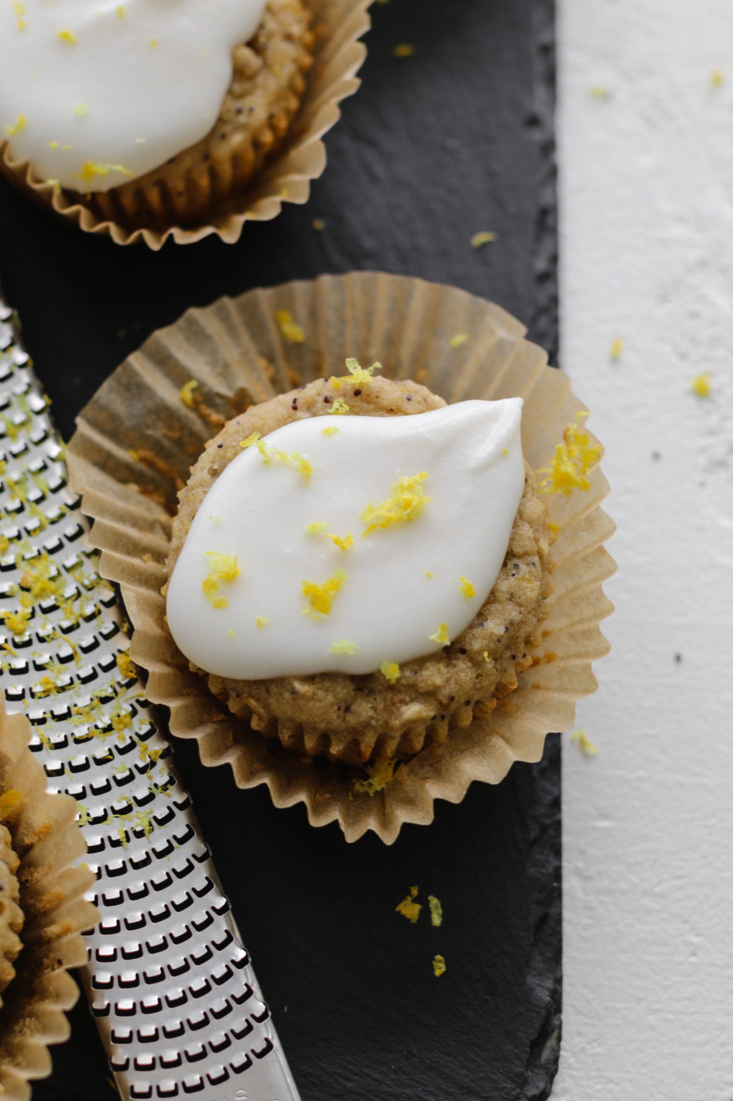 Lemon Poppyseed Muffins with Coconut Butter Glaze by Flora & Vino