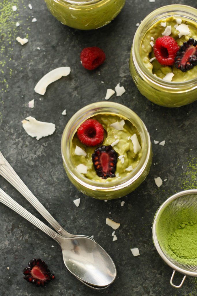 Matcha Avocado Chia Pudding by Flora & Vino 