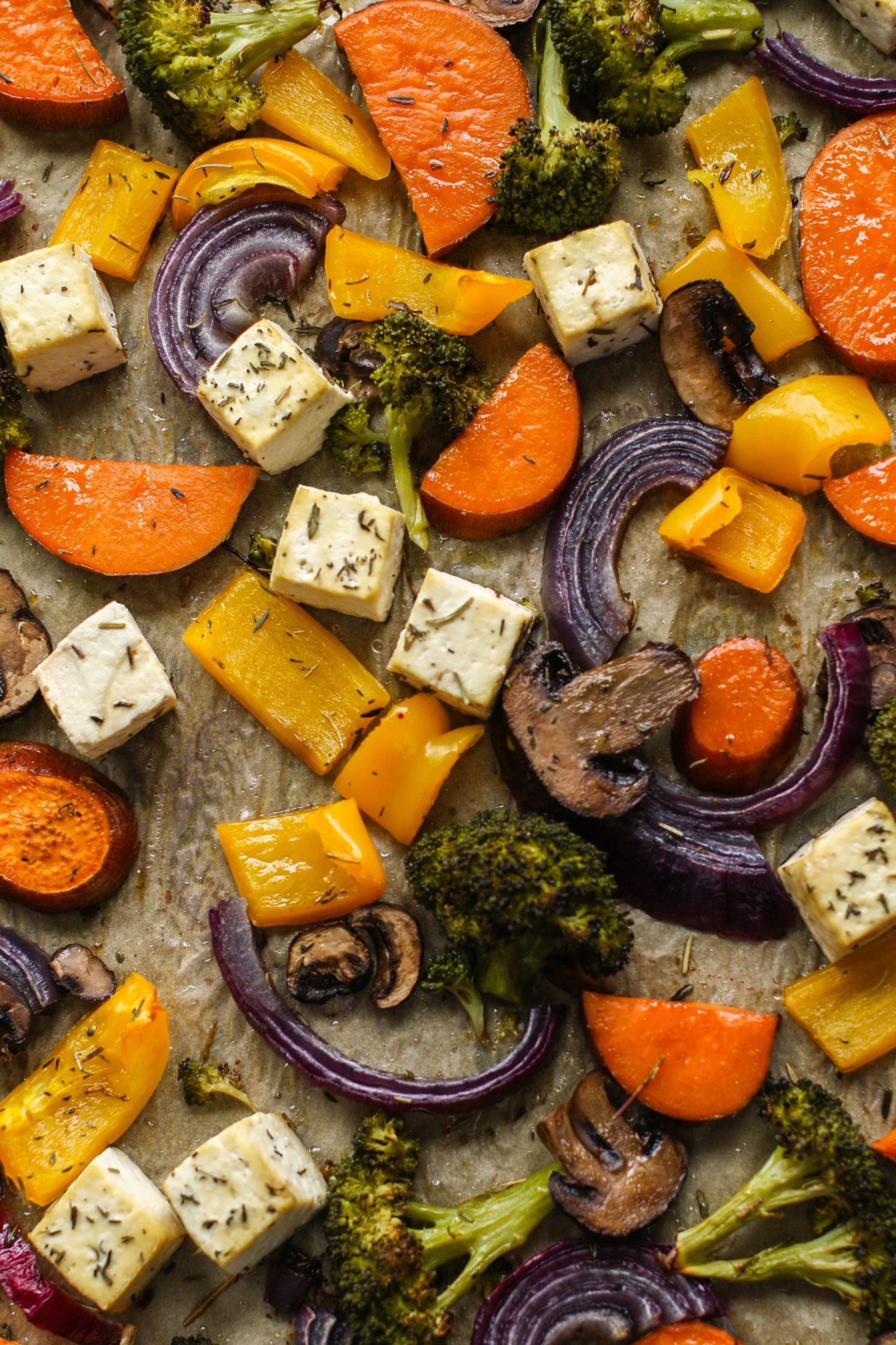Tofu Sheet Pan Meal Recipe with Miso Tahini Sauce - Flora & Vino