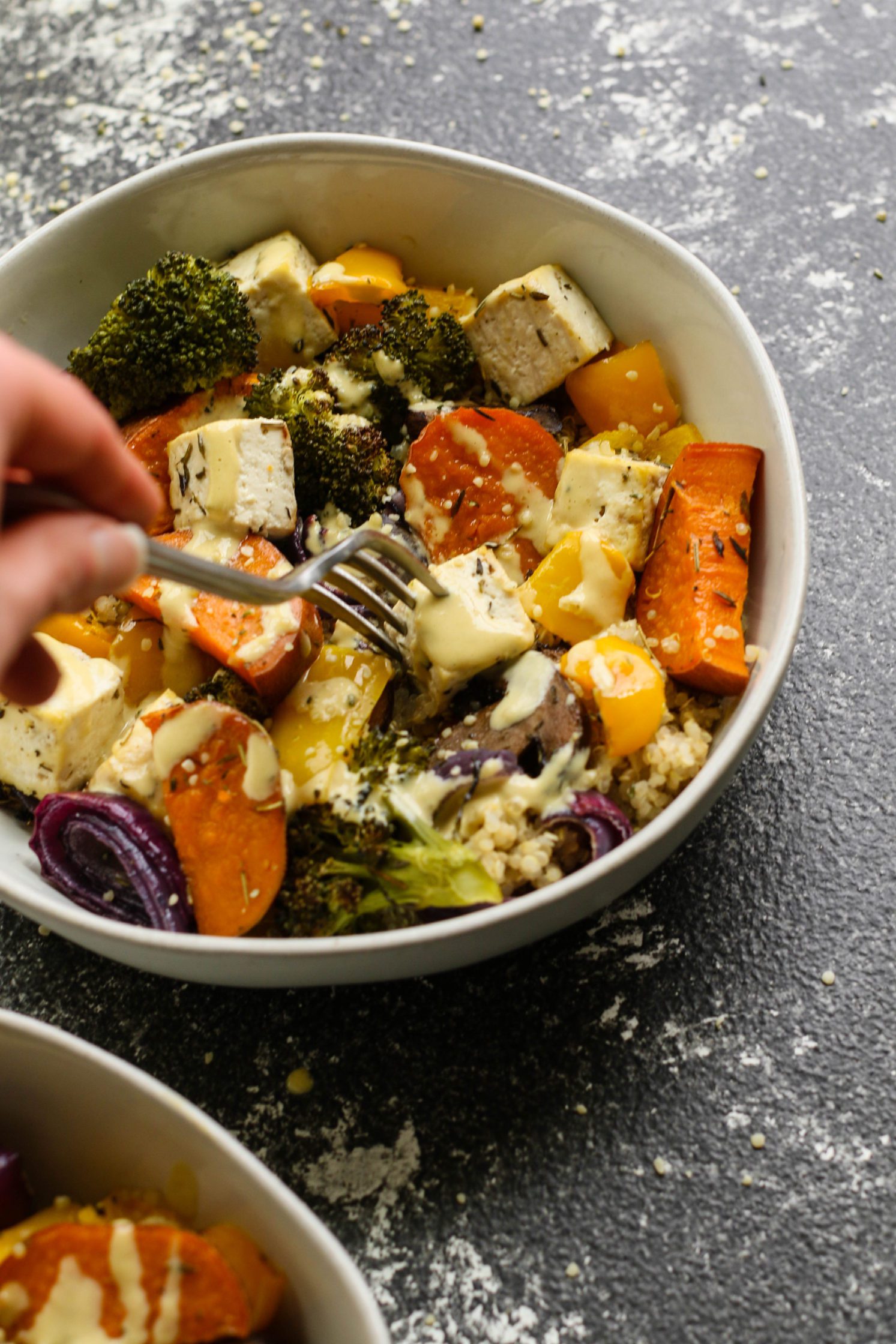 Tofu Sheet Pan Meal Recipe with Miso Tahini Sauce - Flora & Vino