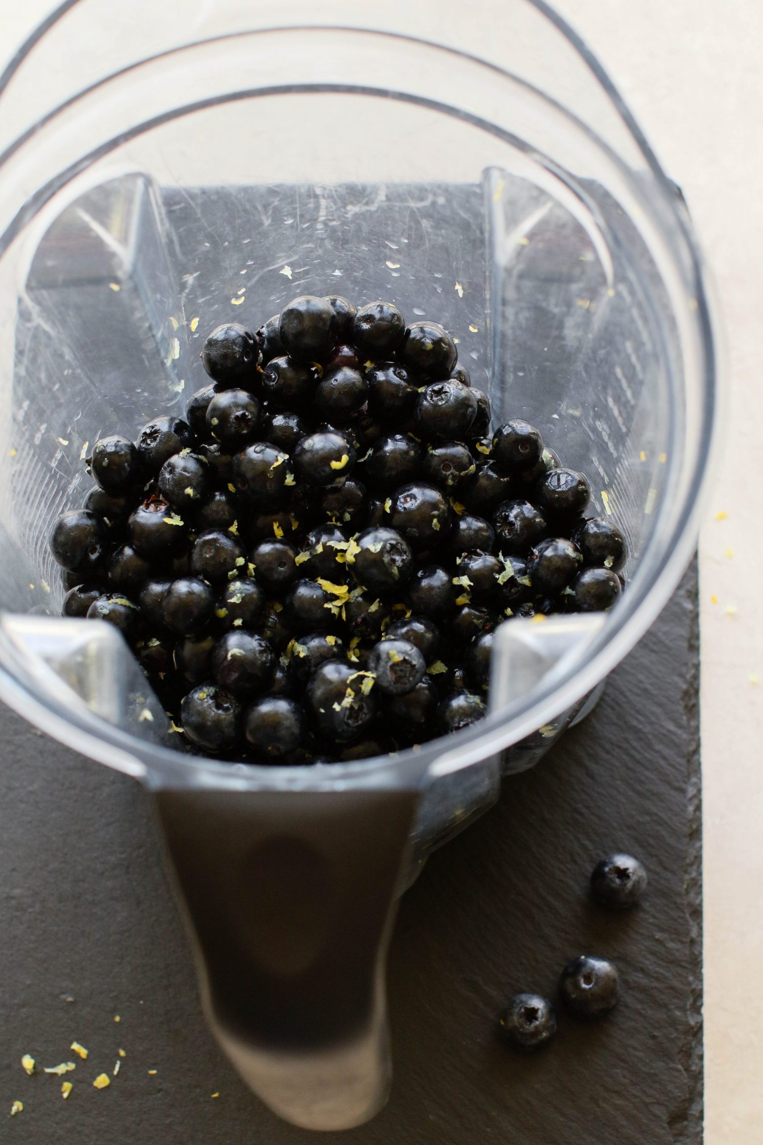 blueberries in blender by Flora & Vino