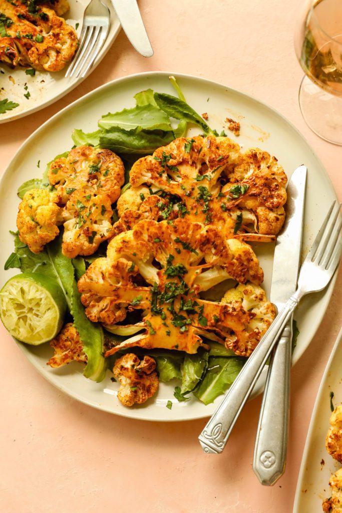 Jamaican Jerk Cauliflower Steaks & Rose by Flora & Vino