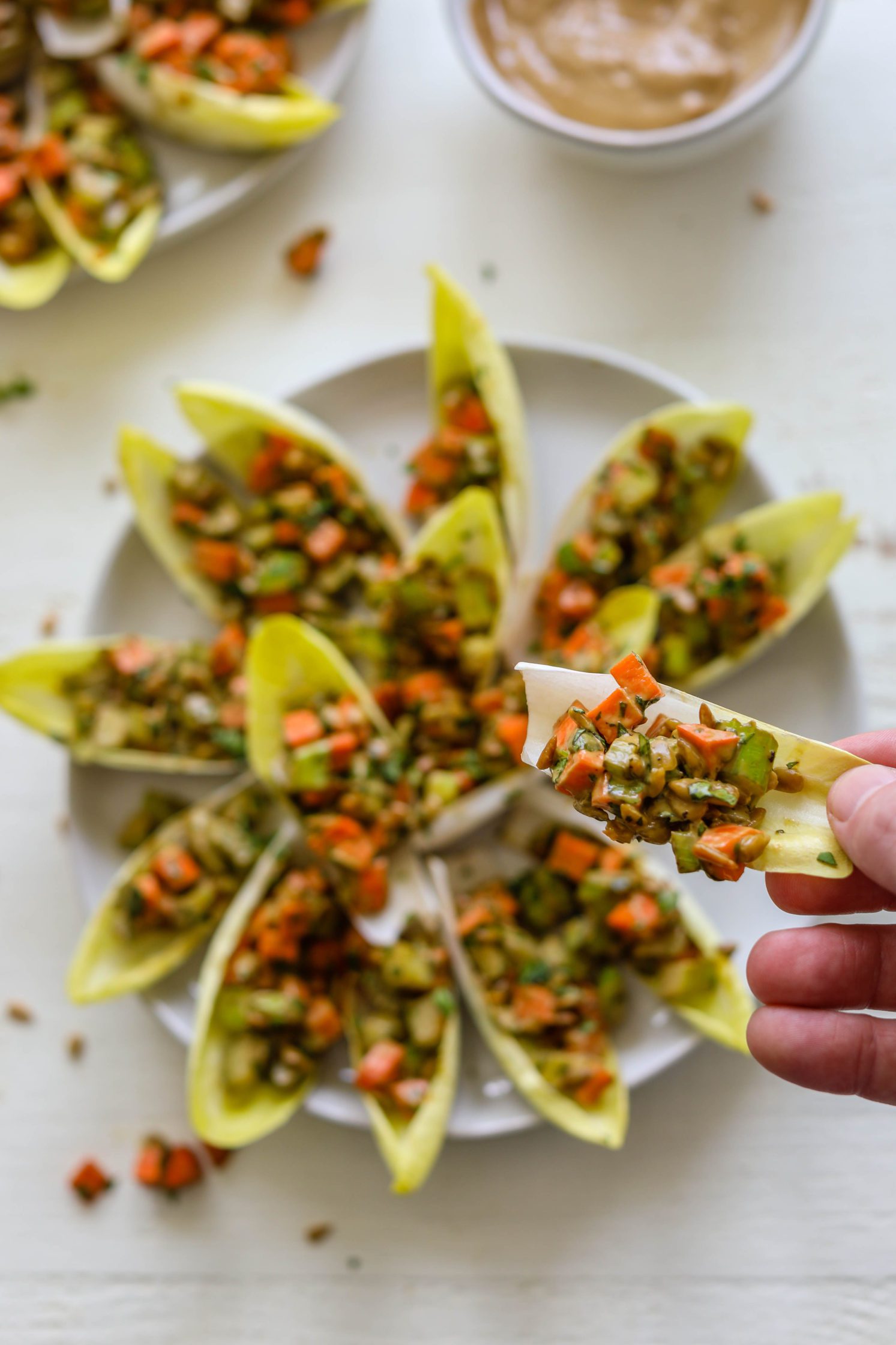 Endive Boats with SunButter Sauce by Flora & Vino 