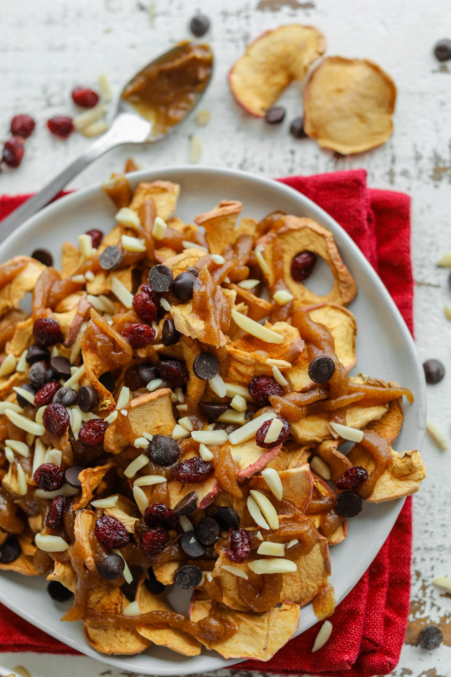 Apple Chip Nachos with Date Caramel by Flora & Vino 