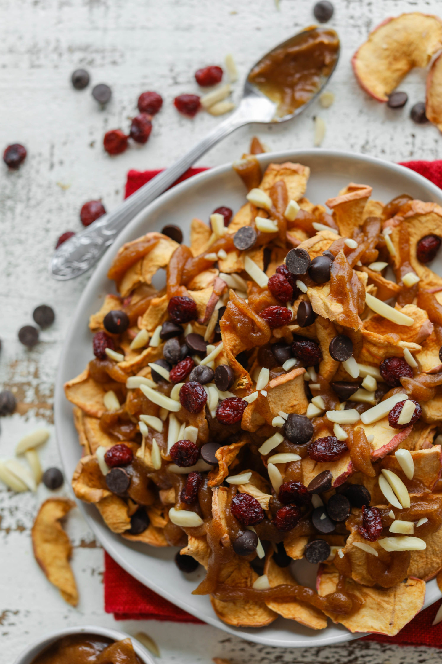 Apple Chip Nachos with Date Caramel by Flora & Vino 