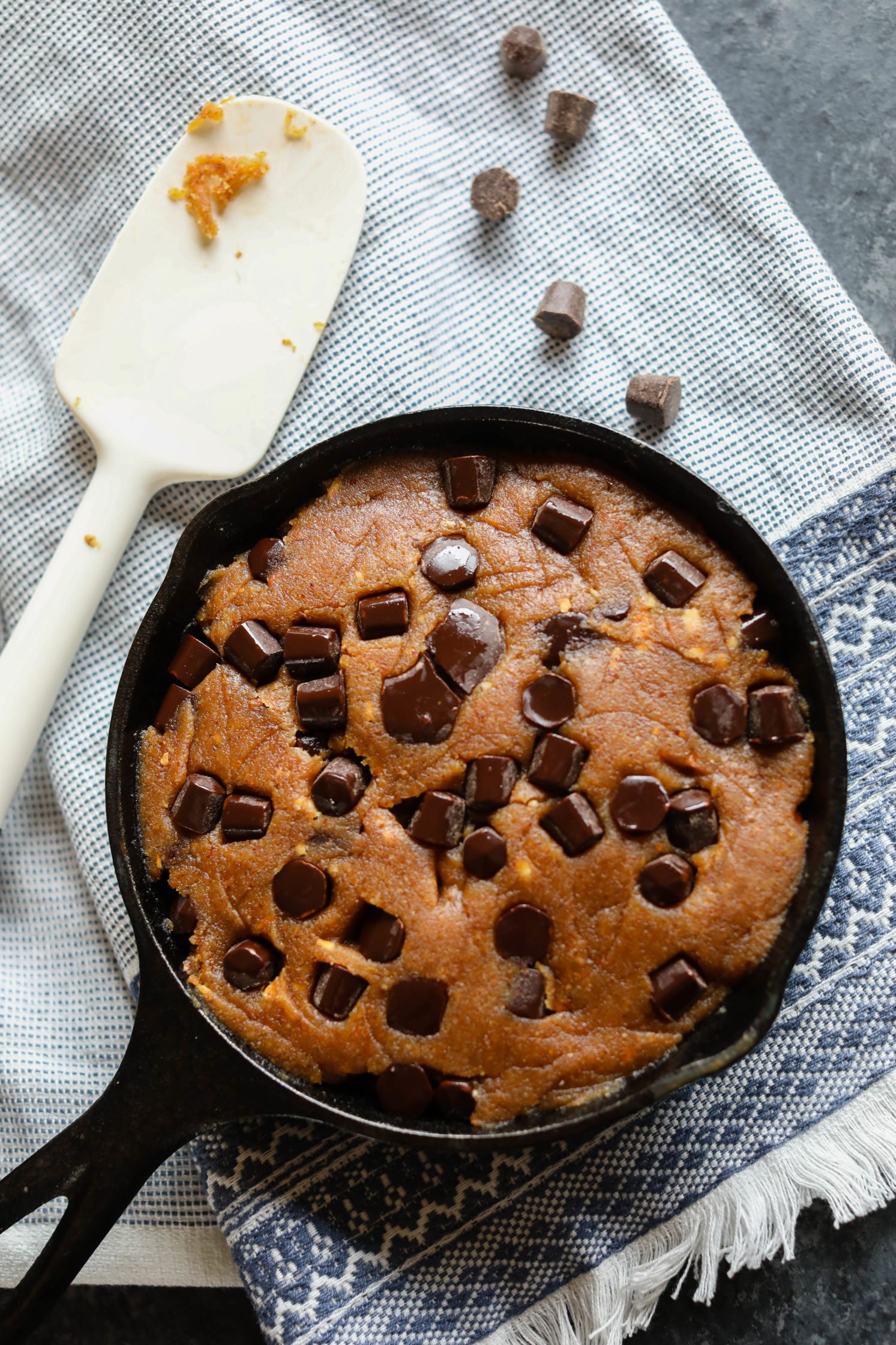 Giant Chocolate Chip Cookie in a Cast Iron Pan - The Nourished Life