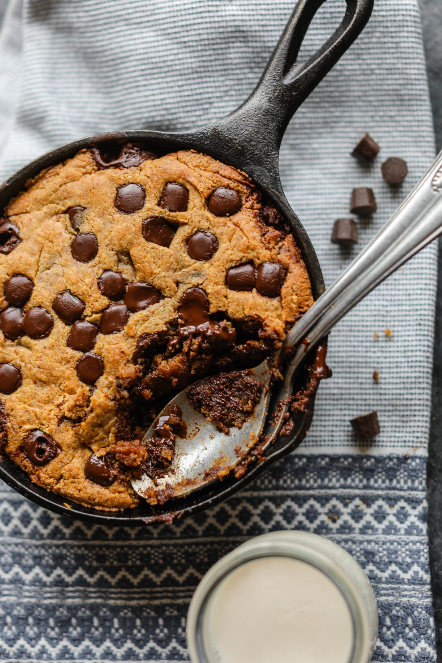 Almond Butter Chocolate Chip Skillet Cookie - Kalefornia Kravings