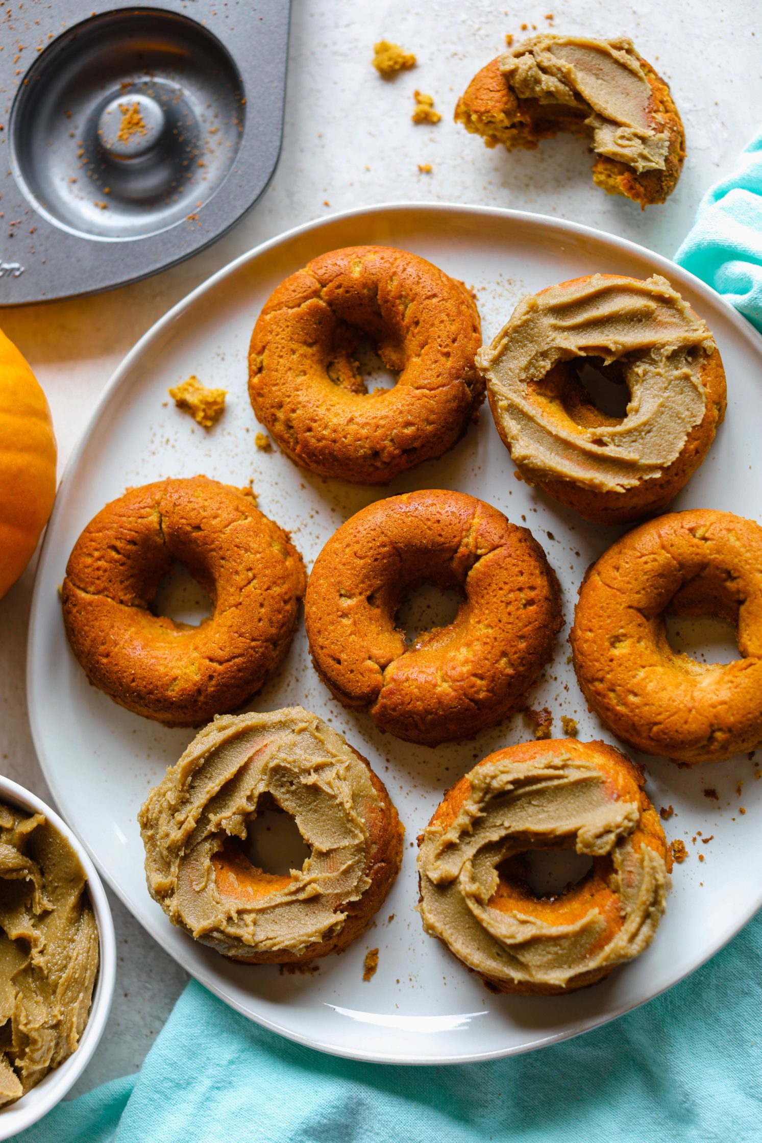 Vegan Pumpkin Donuts with SunButter Maple Frosting by Flora & Vino 