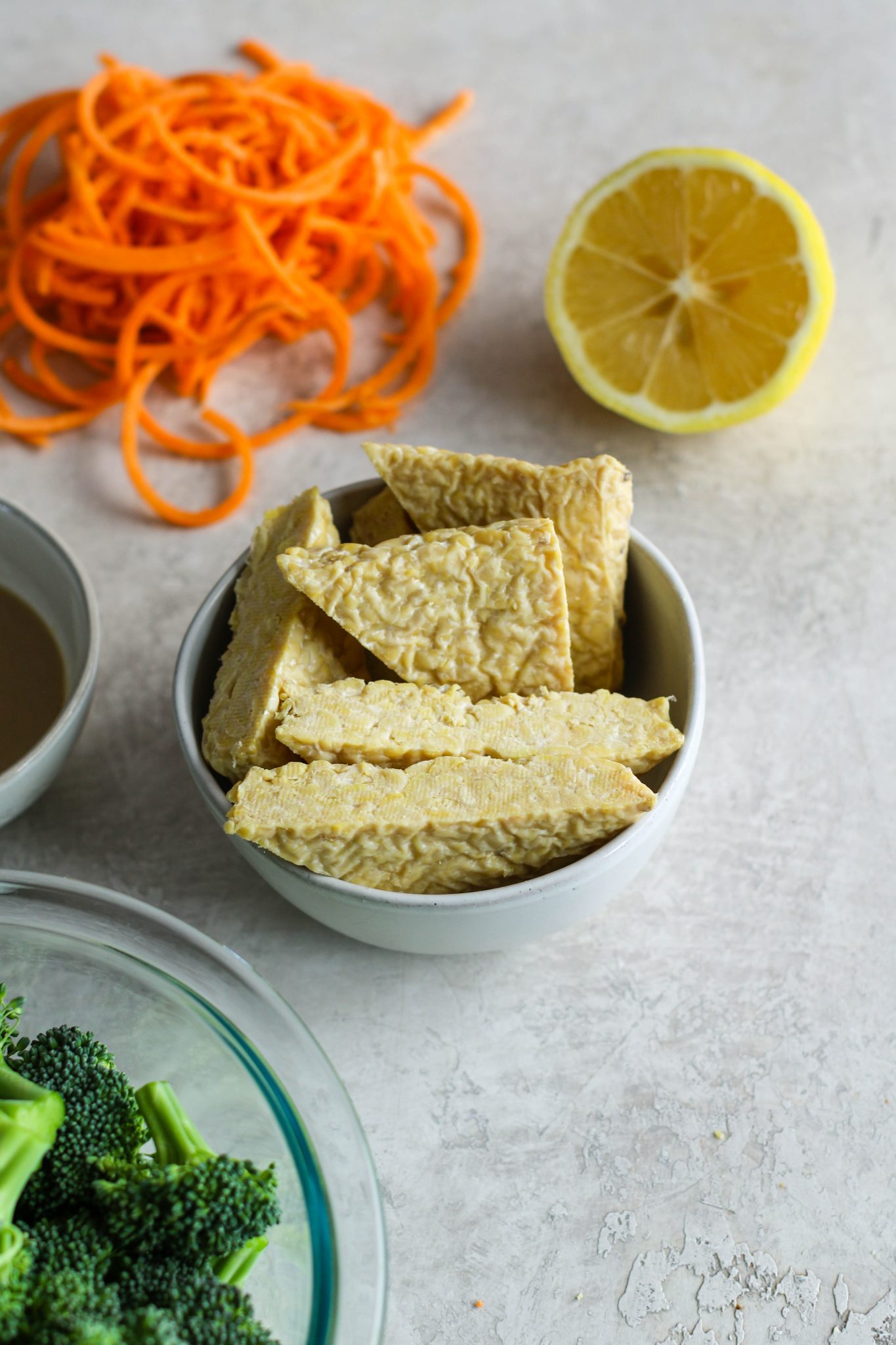 Tahini Tempeh, Sweet Potato Noodle, & Broccoli Bowl ingredients 