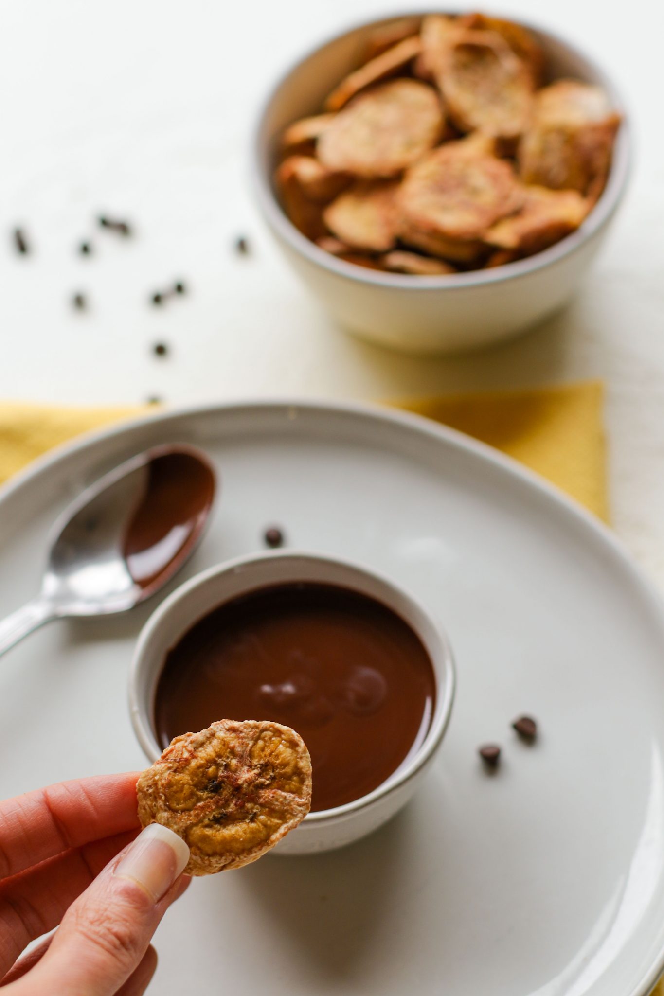 Banana Chips dipped in melted chocolate