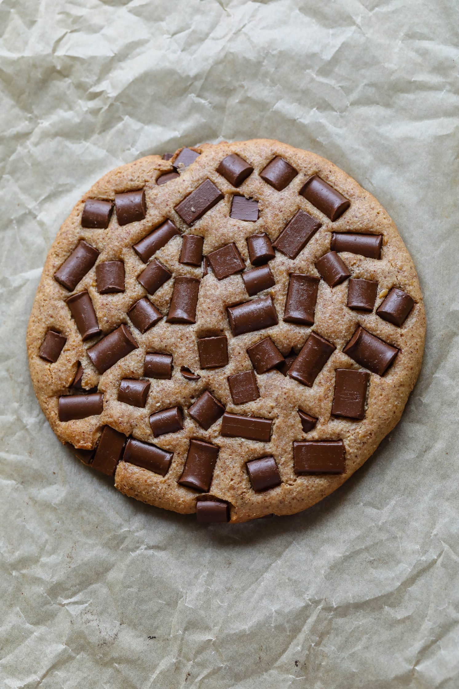 Giant Almond Flour Chocolate Chip Cookie by Flora & Vino 