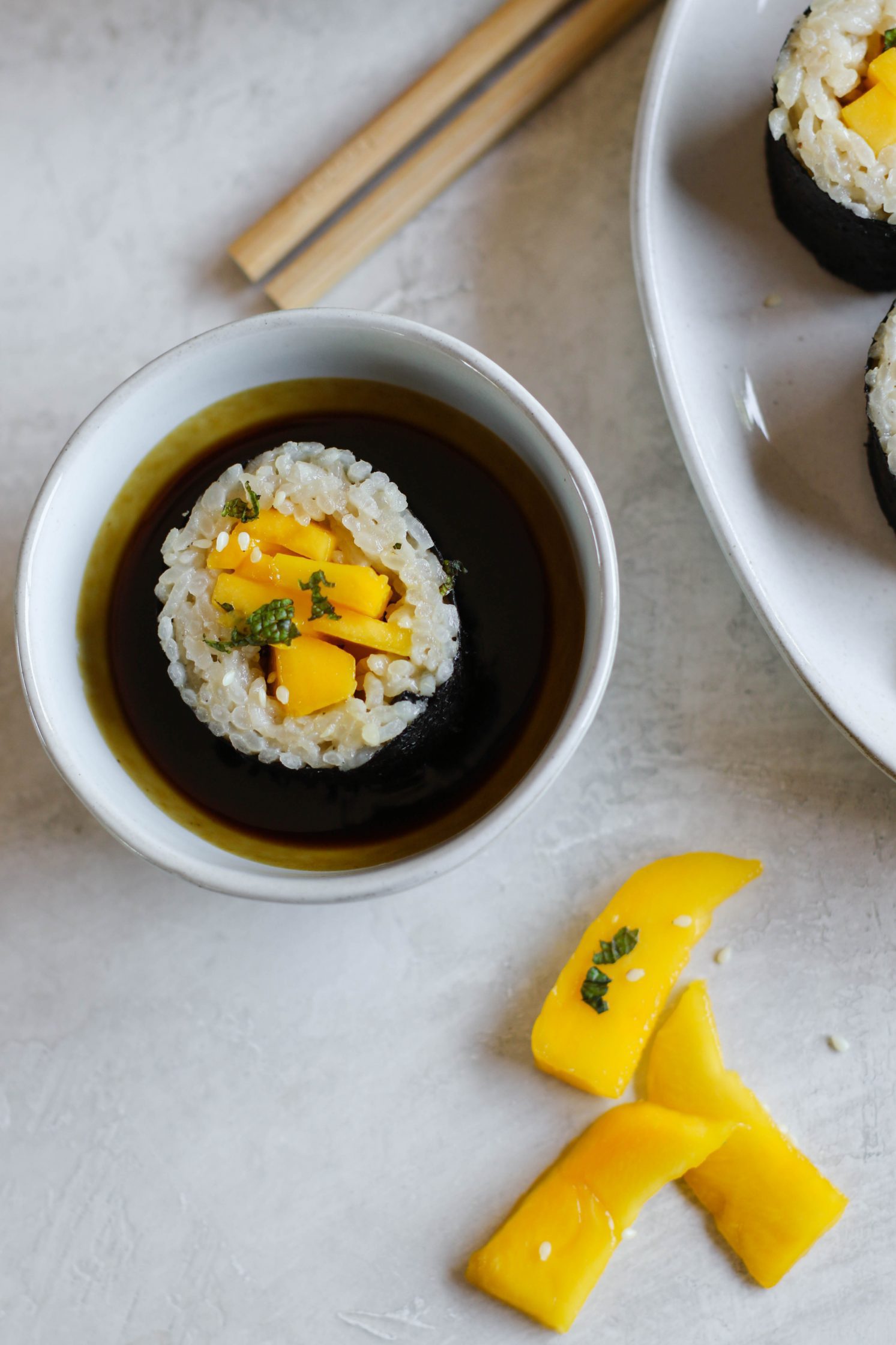 Mango Sticky Rice Dessert Sushi by Flora & Vino 
