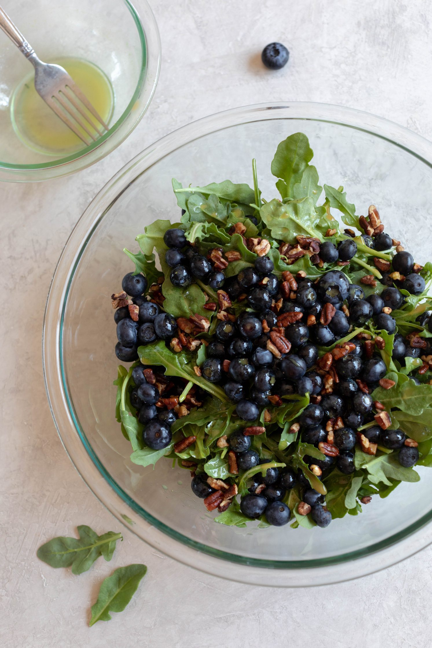 Blueberry Pecan Arugula Salad process shot
