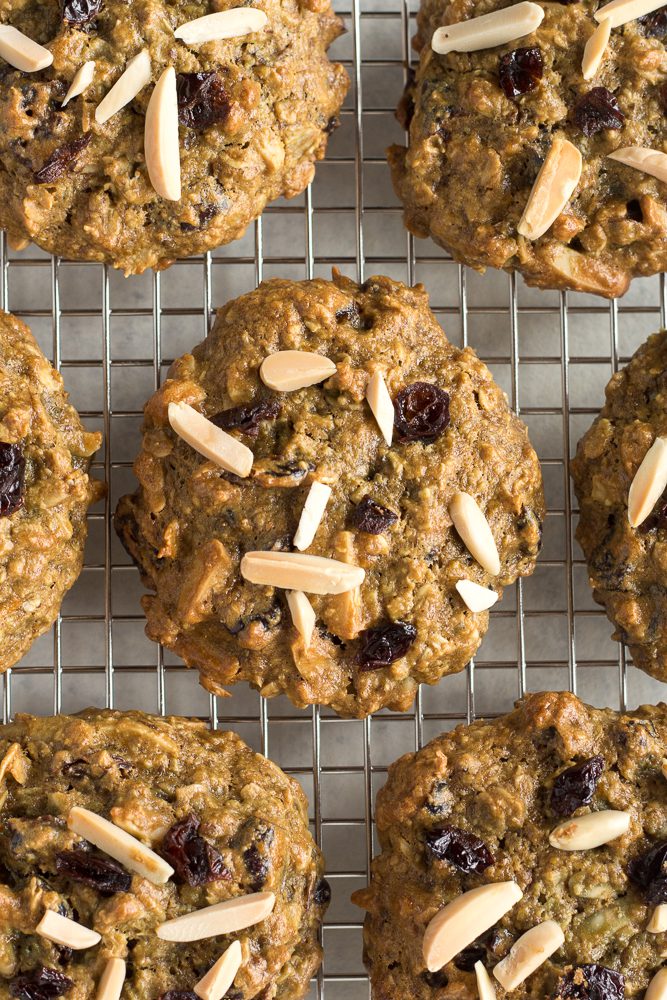 Cranberry Almond Breakfast Cookies baked on cooling rack by Flora & Vino 