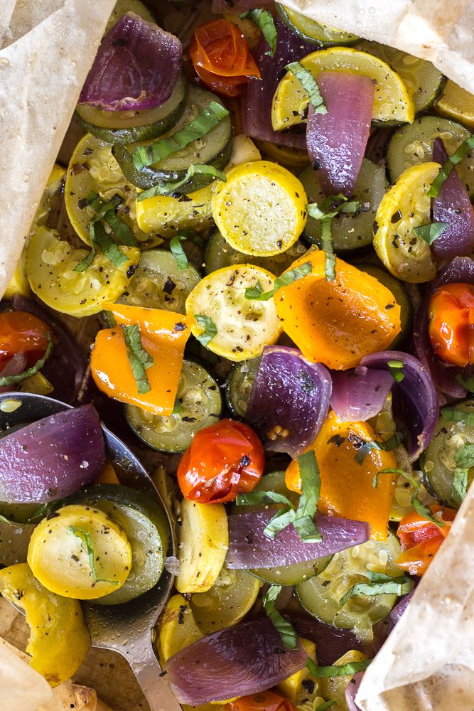 Oven Roasted Summer Vegetables by Flora & Vino