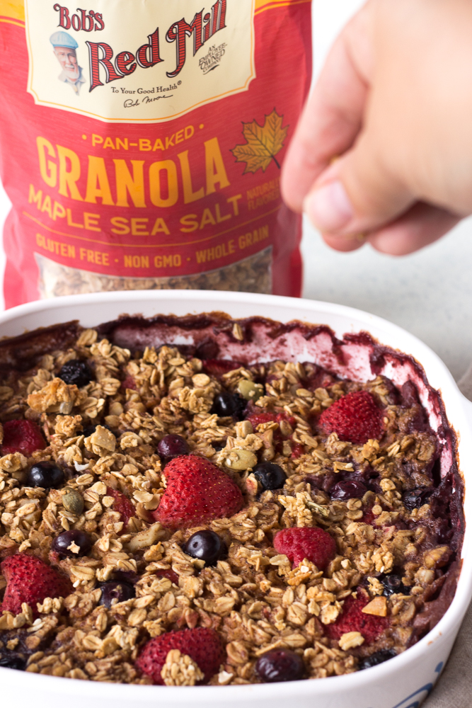 Berry Baked Oatmeal with Bob's Red Mill Granola by Flora & Vino