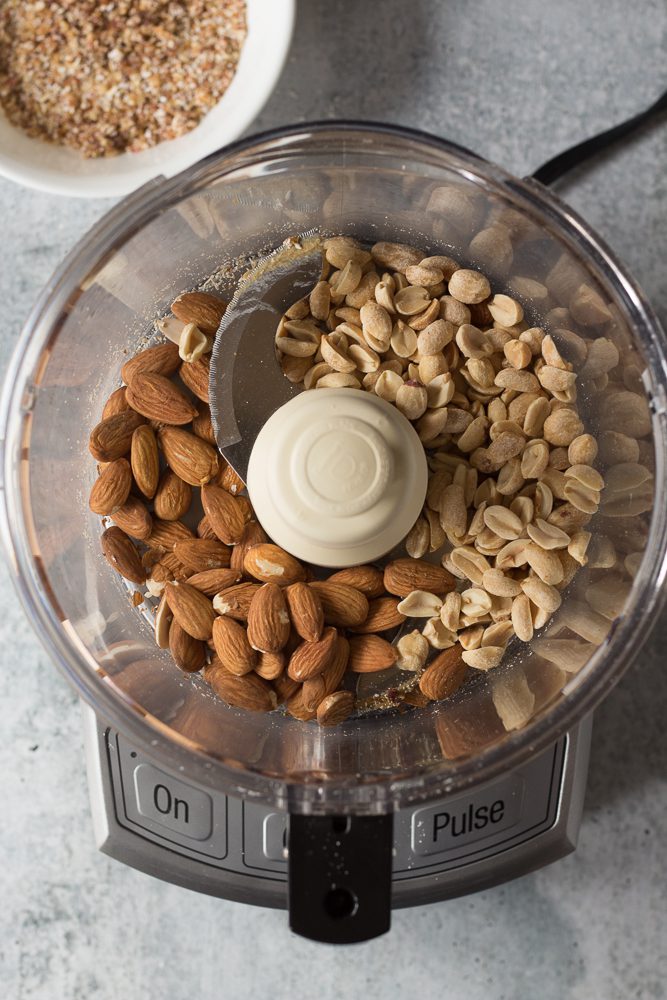 almonds and peanuts in blender by Flora & Vino