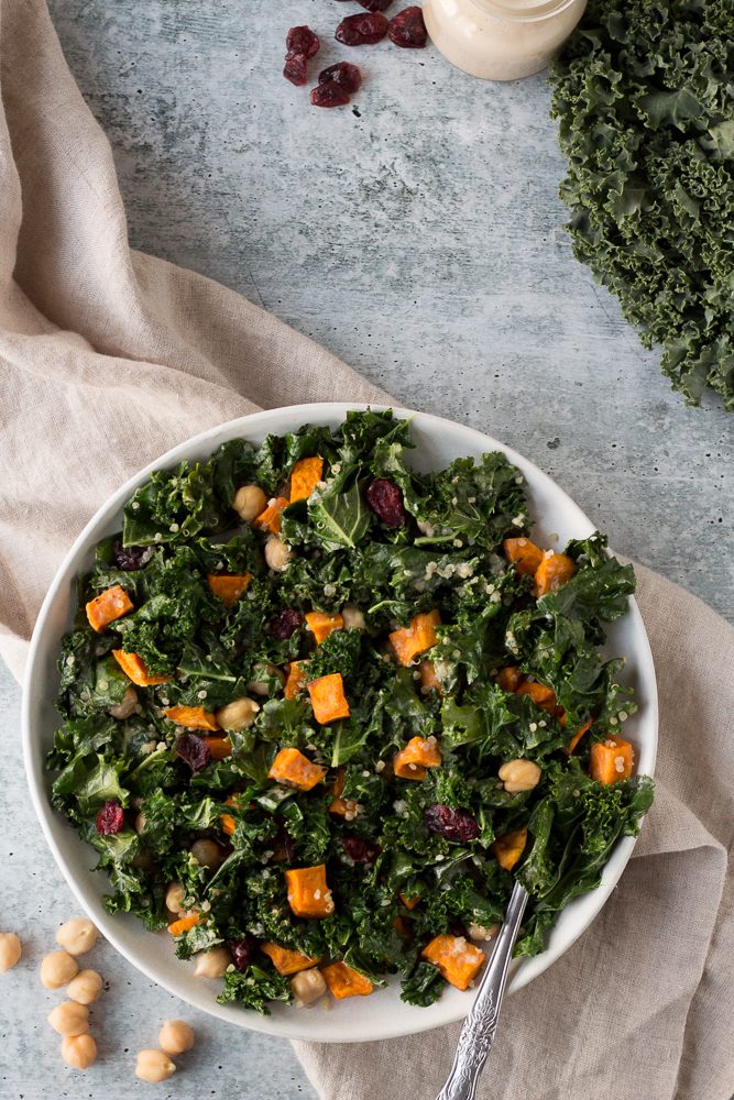 Warm Kale Salad with Citrus Tahini Recipe - Flora & Vino
