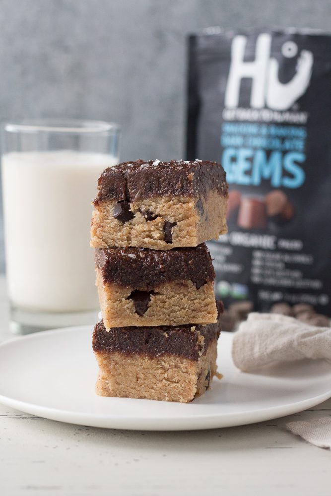 Almond Butter Chocolate Chunk Cookie Bars by Flora & Vino