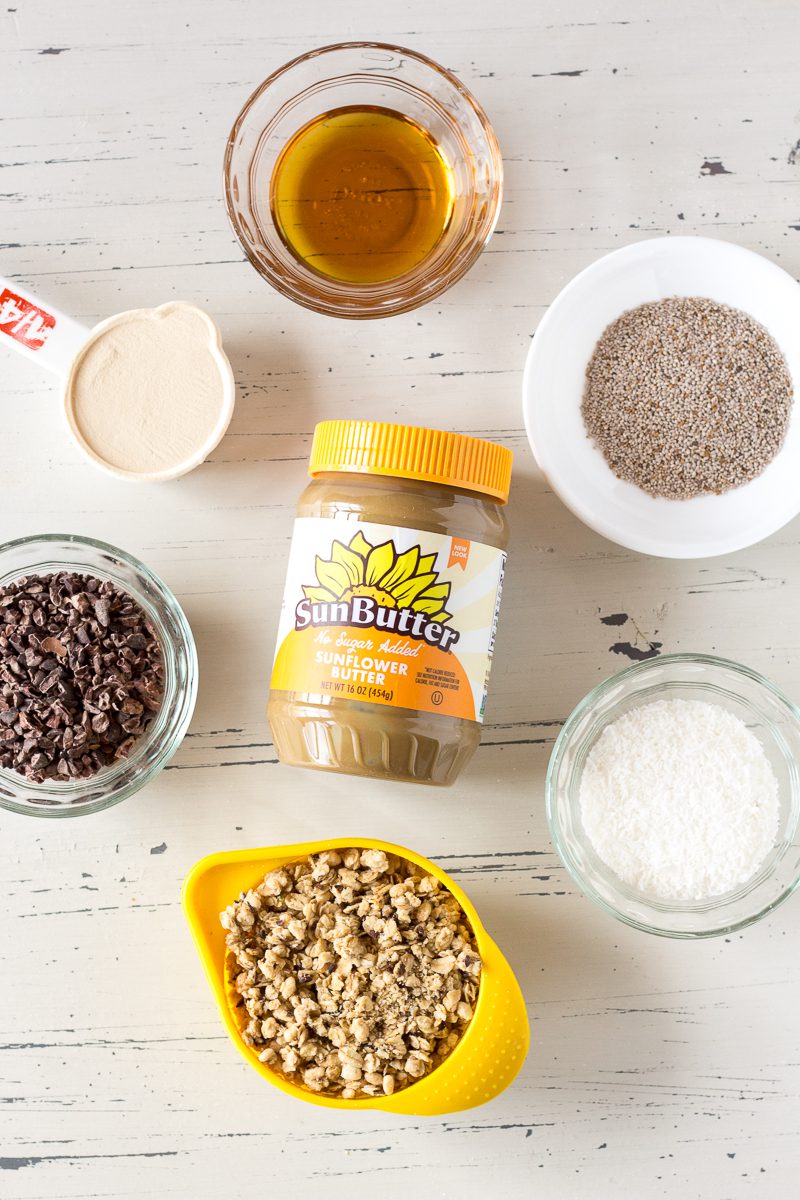 ingredients for Everything Granola Bites 