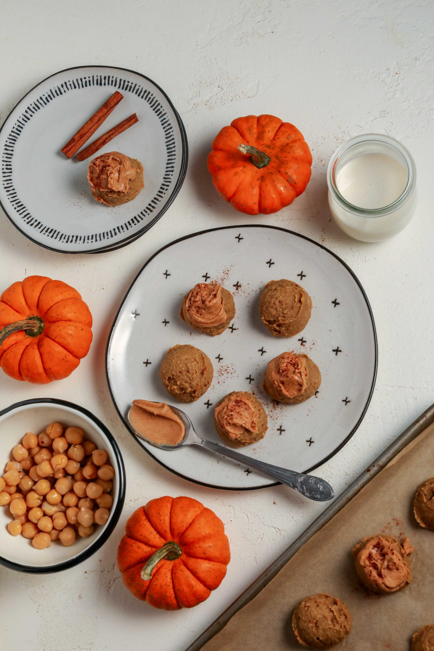 Pumpkin Spice Chickpea Cookies served on plate by Flora & Vino 