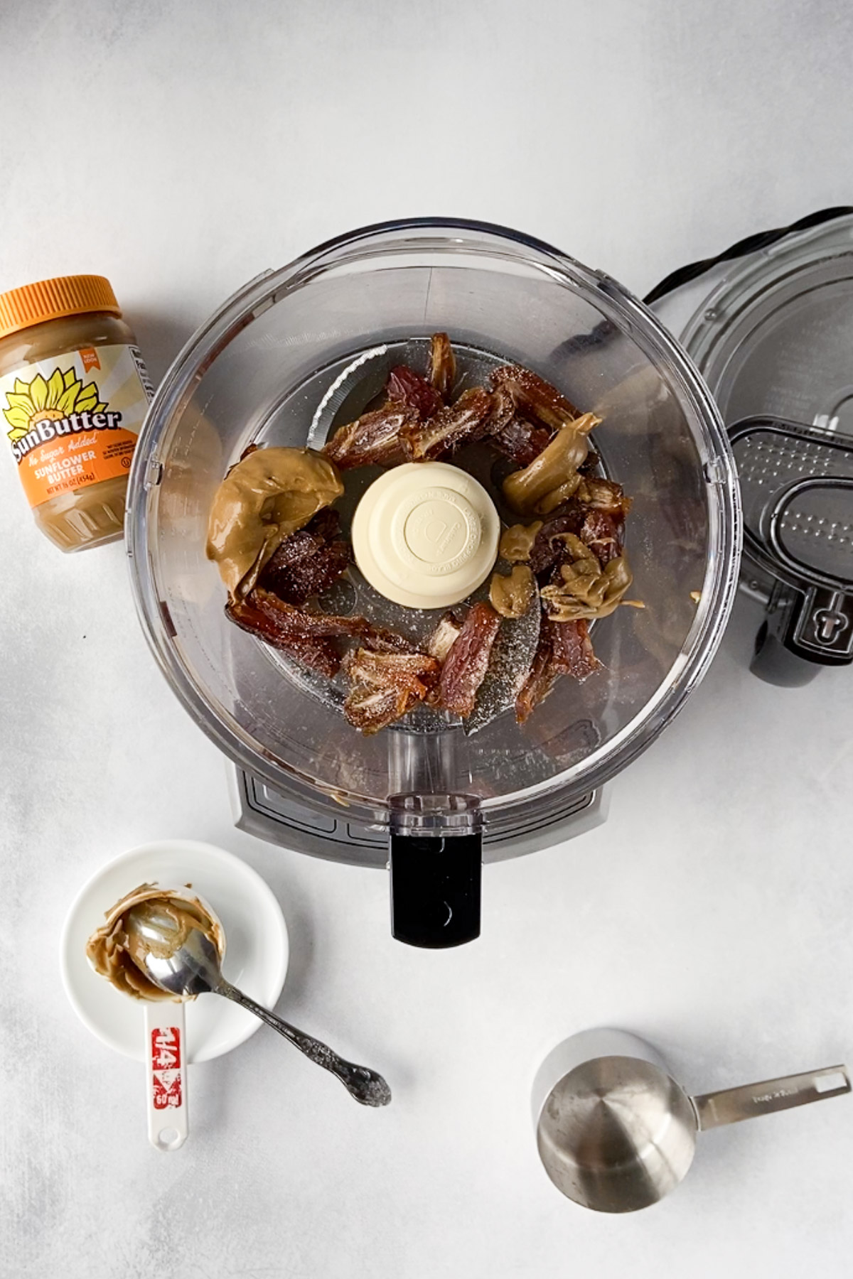 dates and SunButter in the blender by Flora & Vino